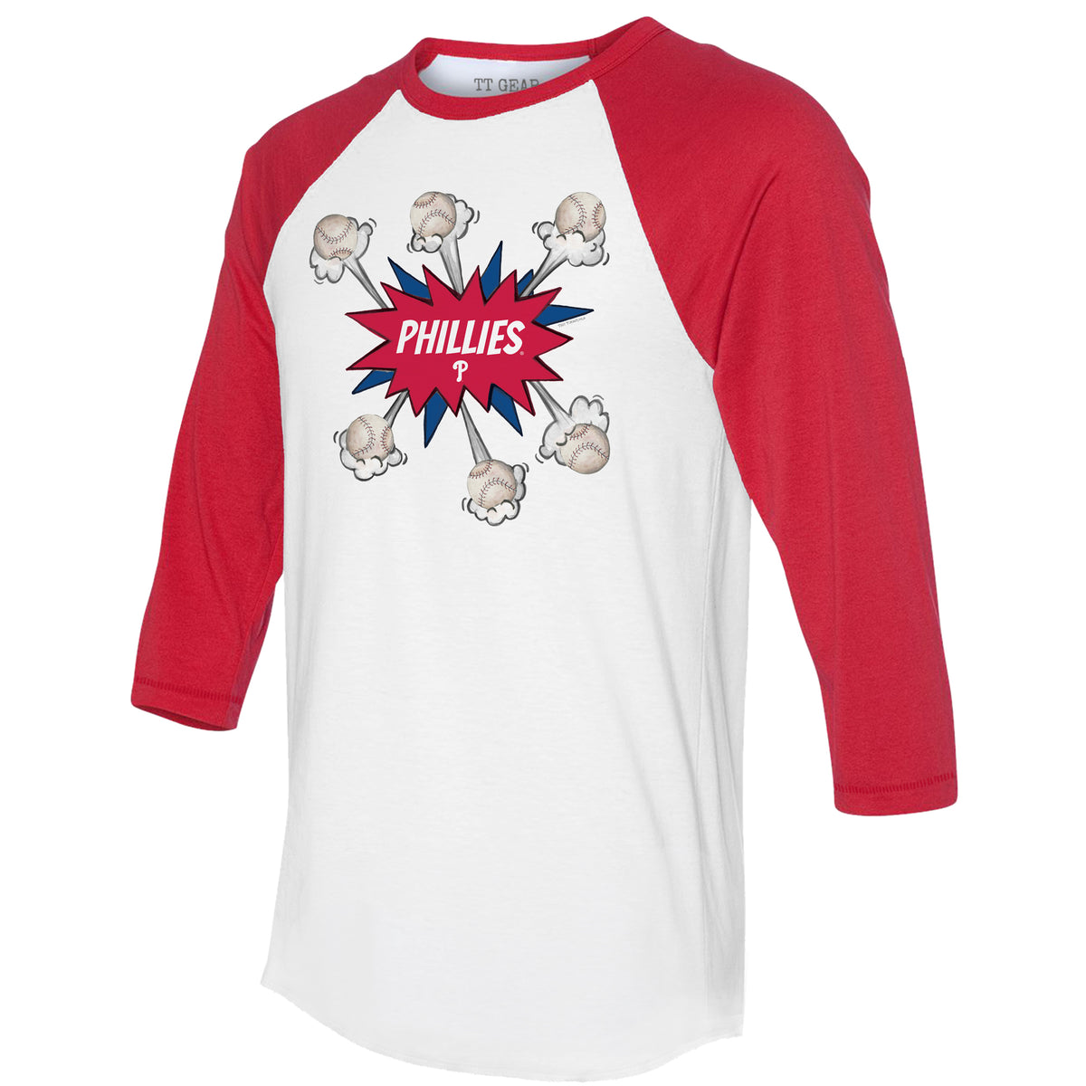 Philadelphia Phillies Baseball Pow 3/4 Red Sleeve Raglan