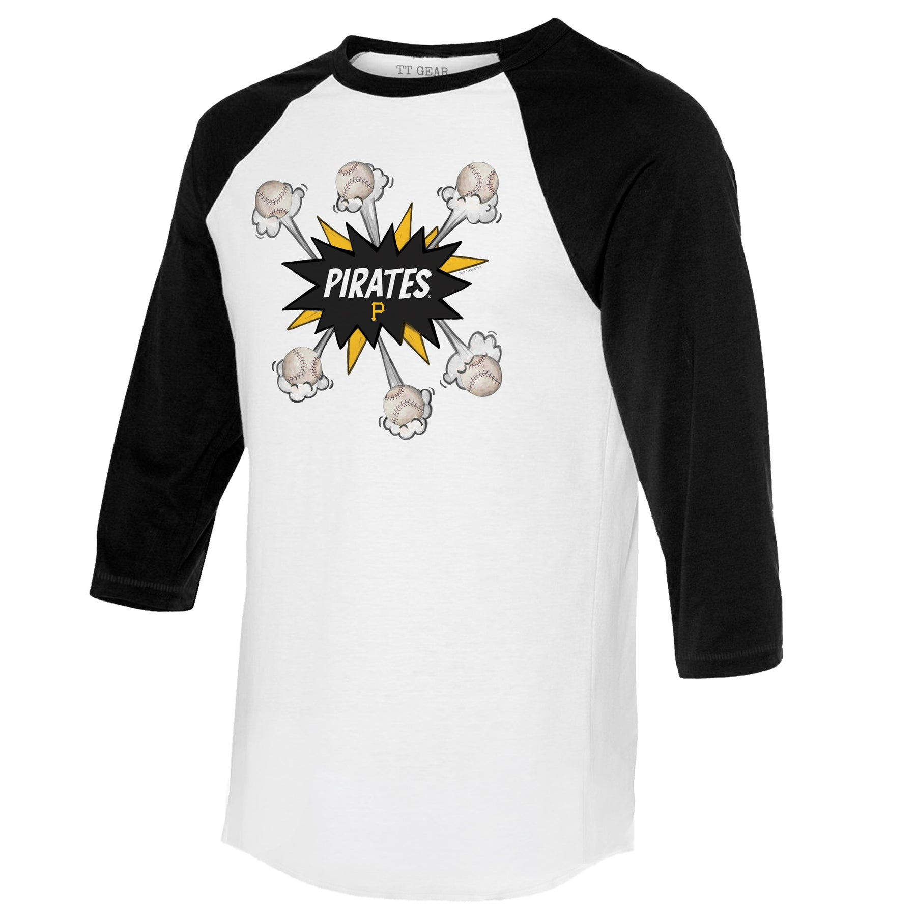Pittsburgh Pirates Baseball Pow 3/4 Black Sleeve Raglan