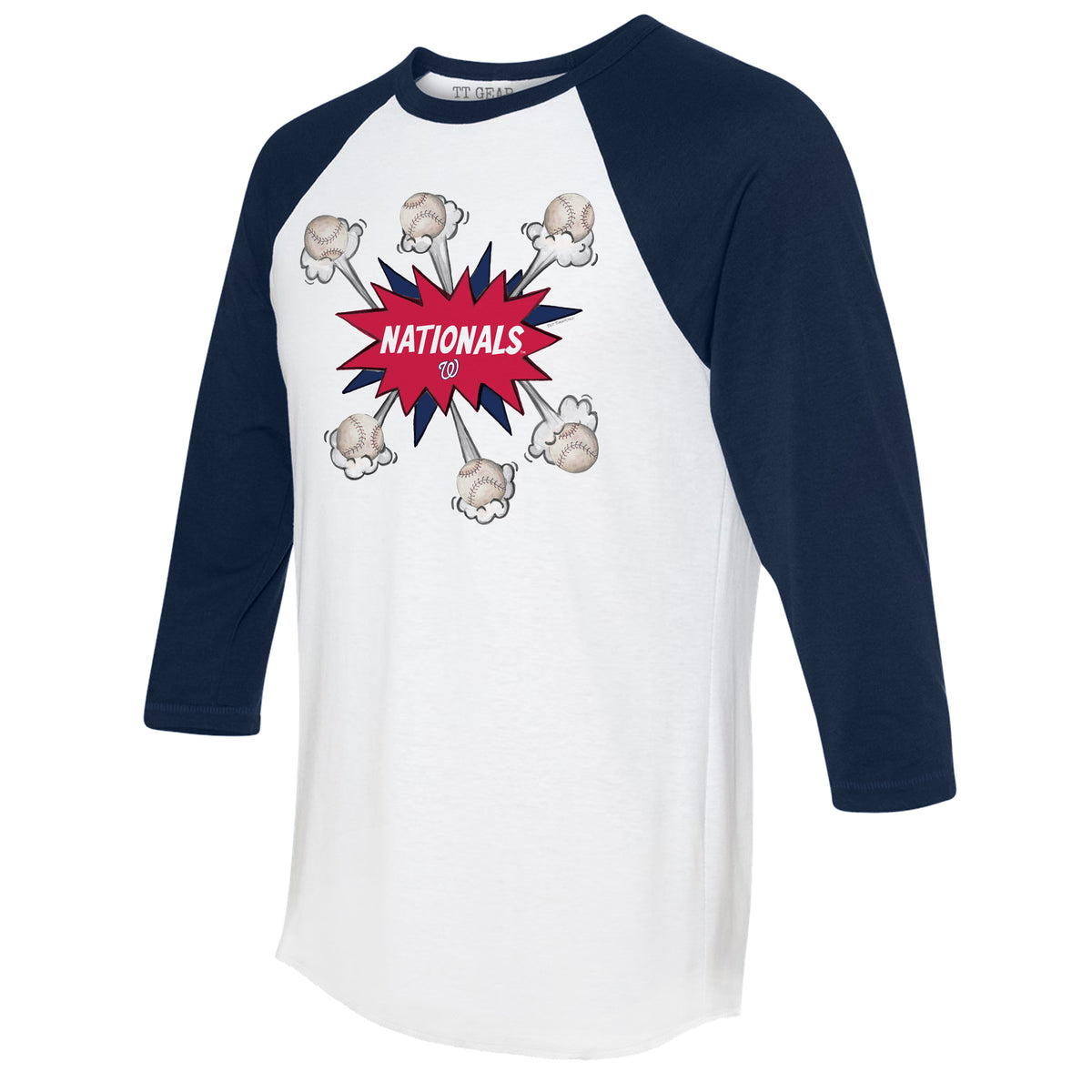 Washington Nationals Baseball Pow 3/4 Navy Blue Sleeve Raglan