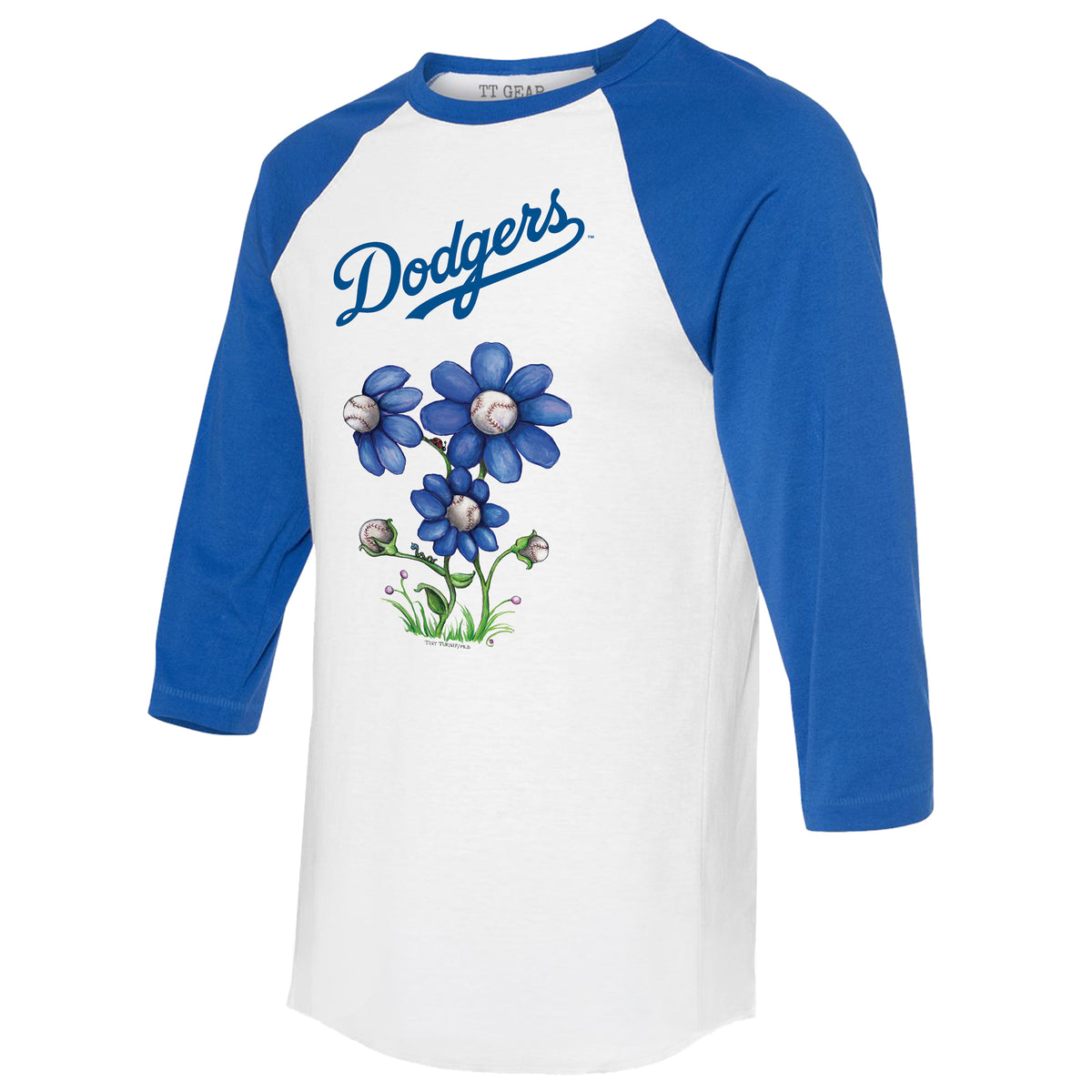 Los Angeles Dodgers Blooming Baseballs 3/4 Royal Blue Sleeve Raglan