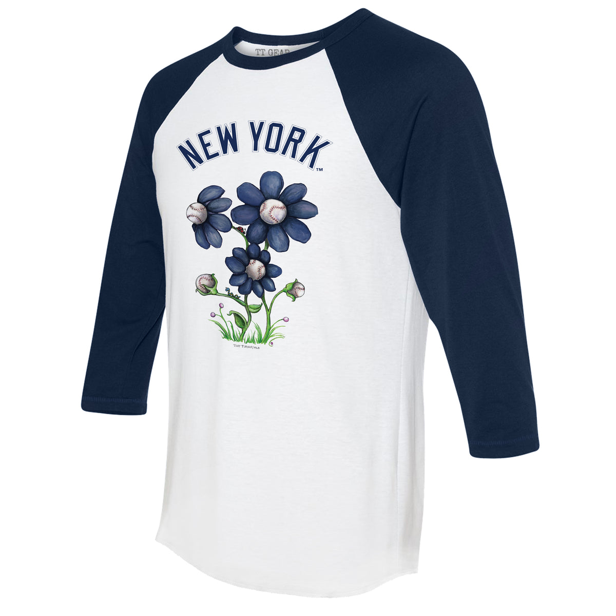 New York Yankees Blooming Baseballs 3/4 Navy Blue Sleeve Raglan
