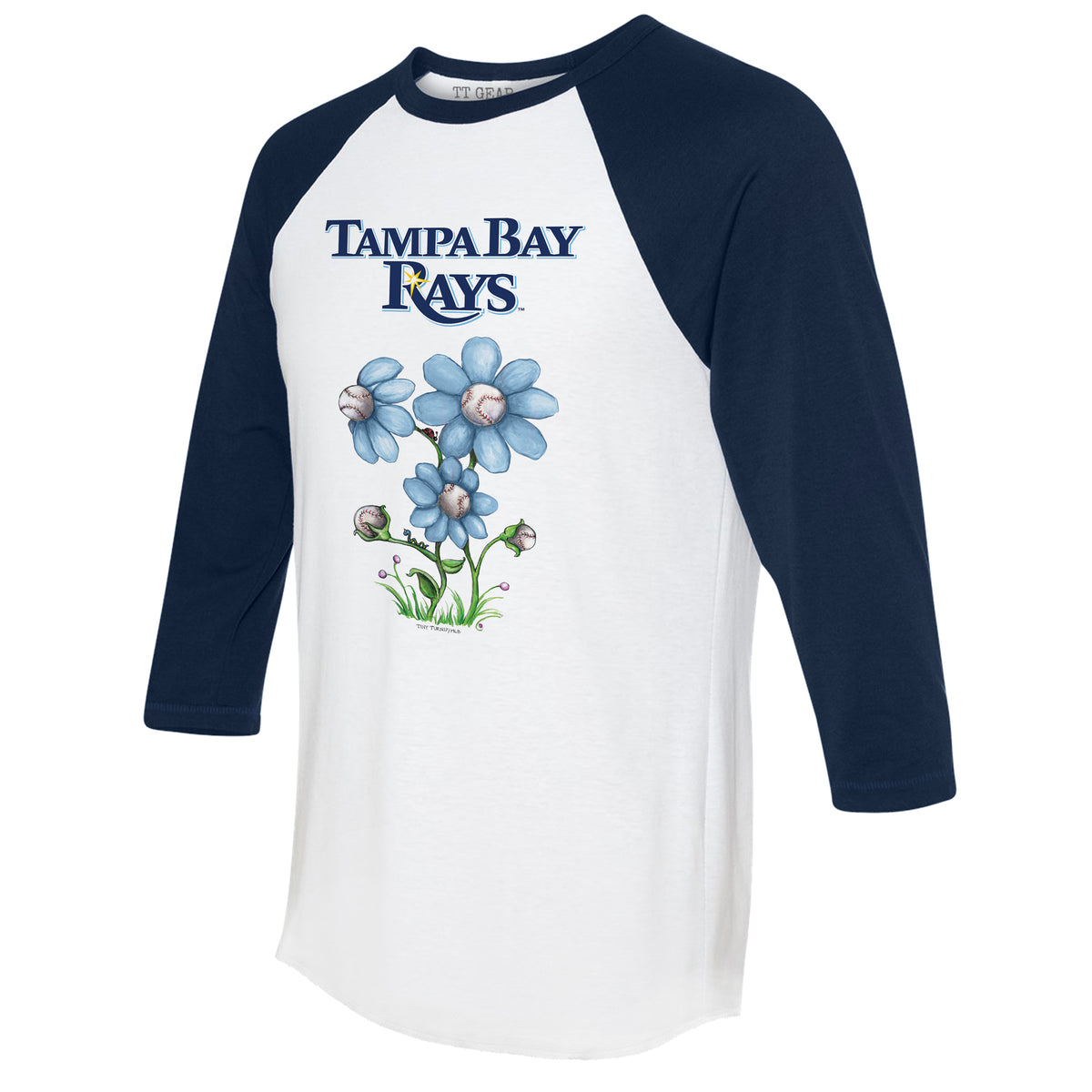 Tampa Bay Rays Blooming Baseballs 3/4 Navy Blue Sleeve Raglan