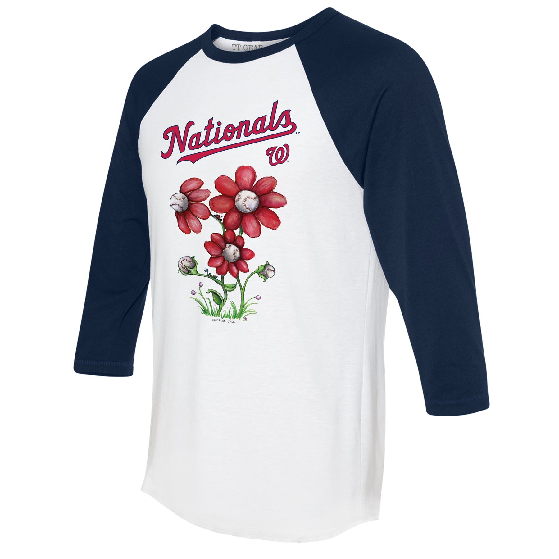 Washington Nationals Blooming Baseballs 3/4 Navy Blue Sleeve Raglan