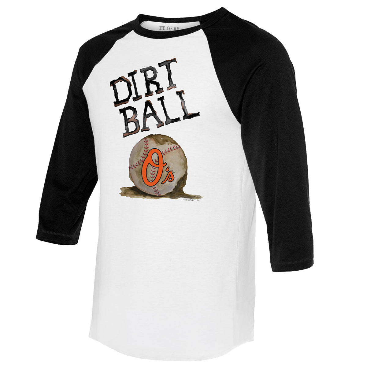 Baltimore Orioles Dirt Ball 3/4 Black Sleeve Raglan
