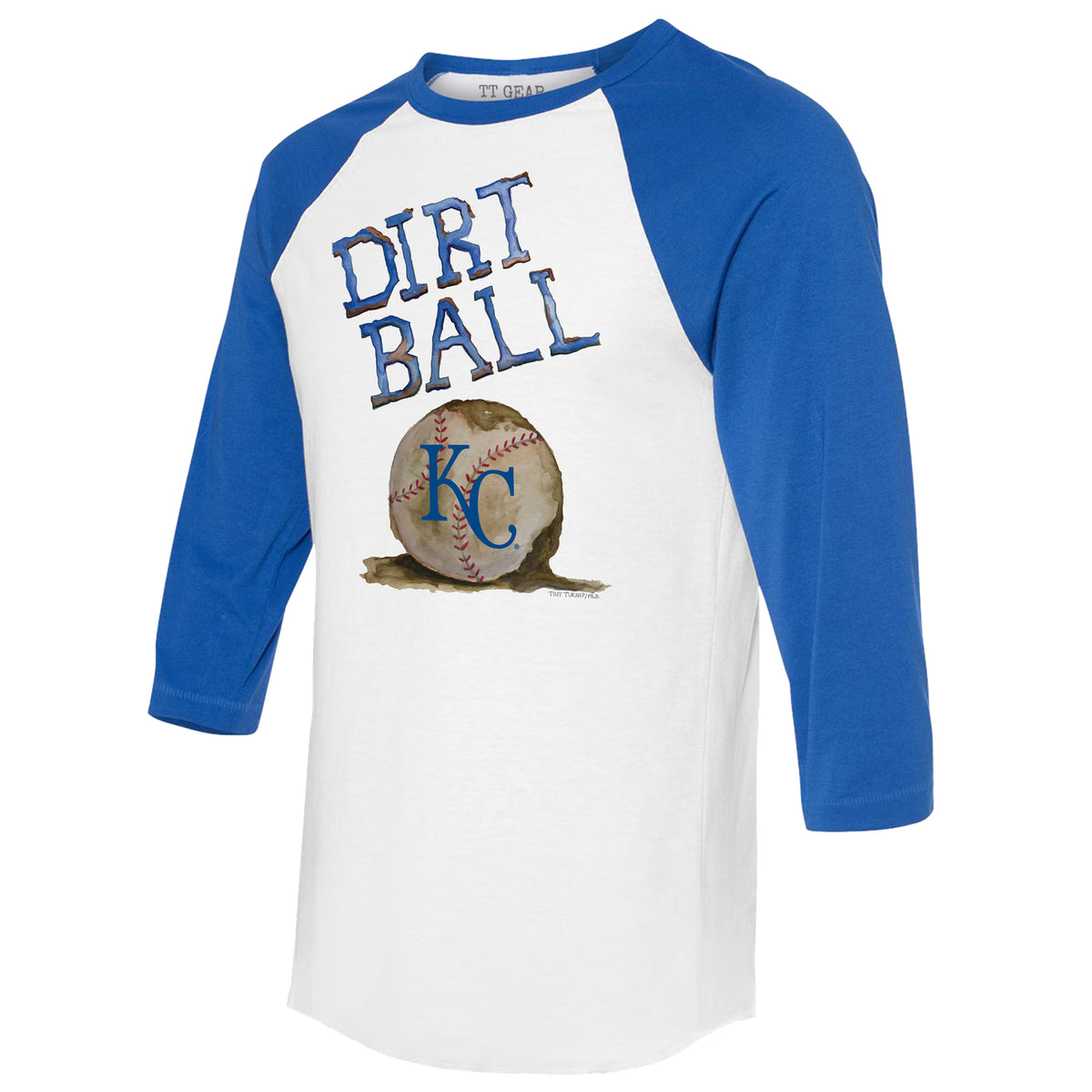 Kansas City Royals Dirt Ball 3/4 Royal Blue Sleeve Raglan