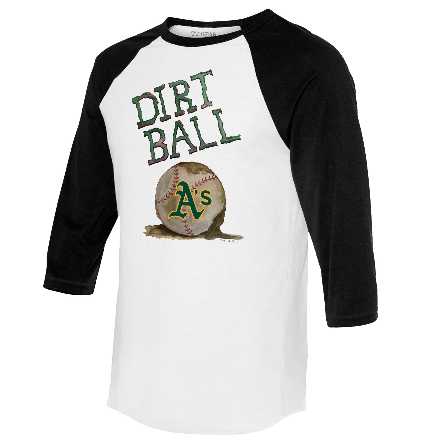 Oakland Athletics Dirt Ball 3/4 Black Sleeve Raglan