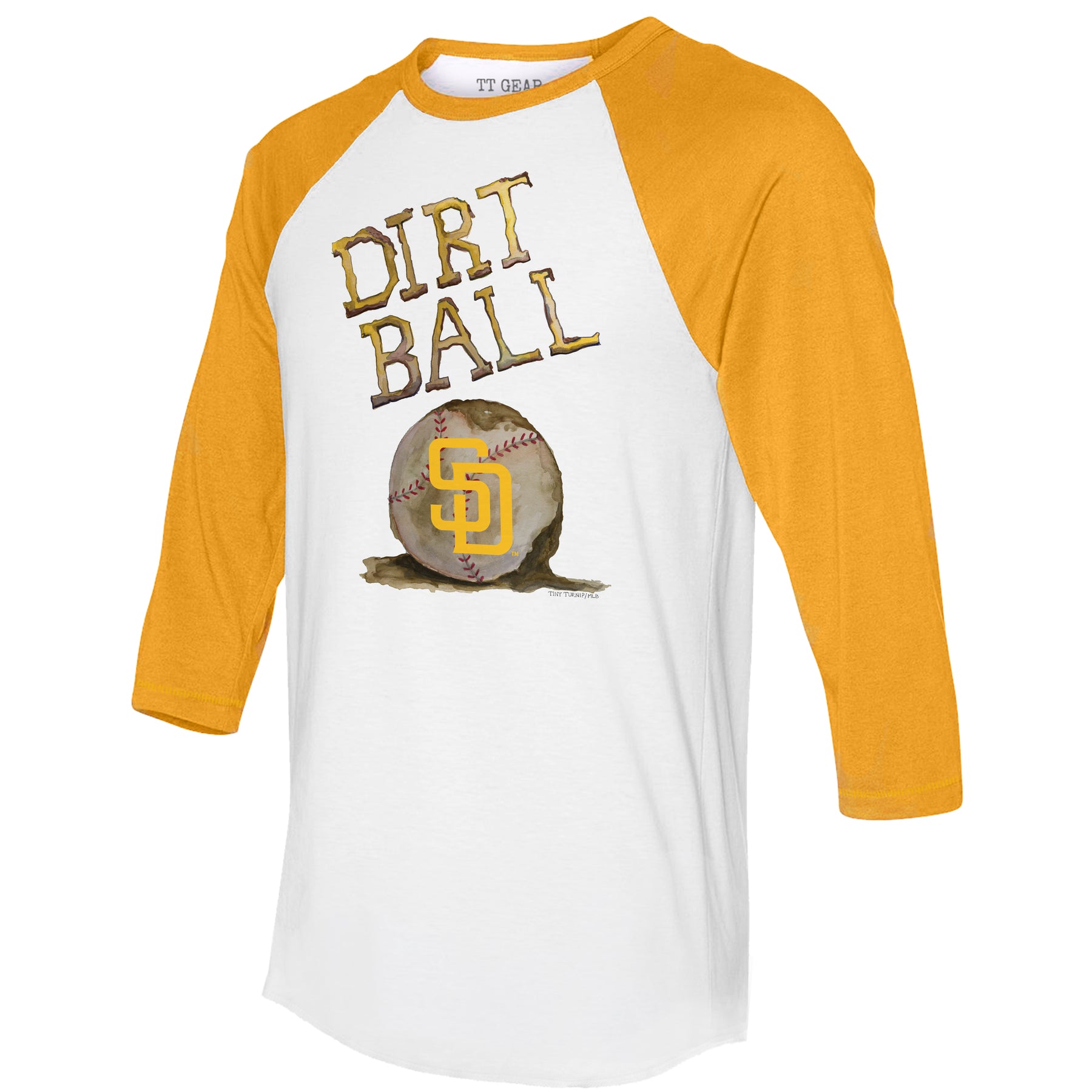 San Diego Padres Dirt Ball 3/4 Gold Sleeve Raglan