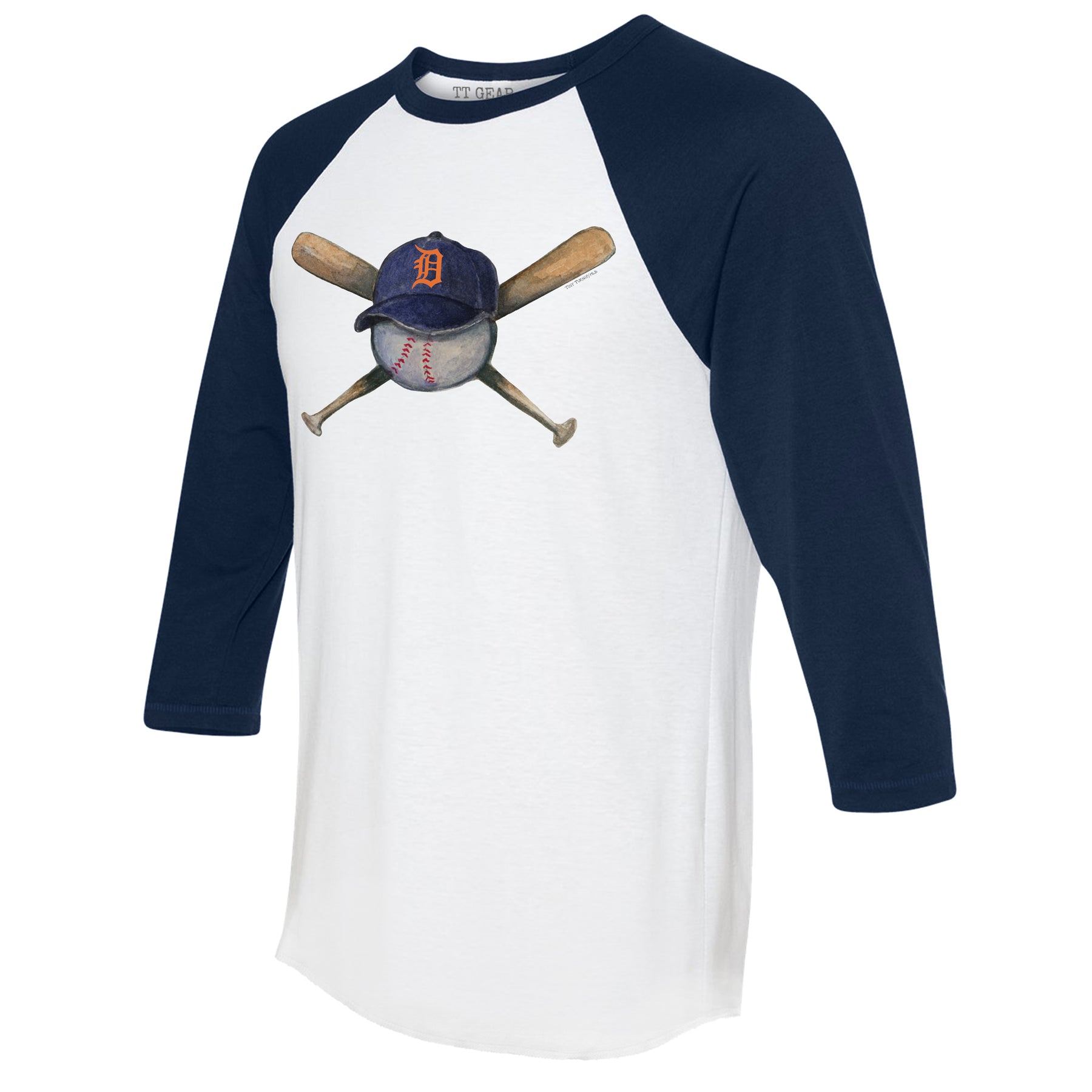 Detroit Tigers Hat Crossbats 3/4 Navy Blue Sleeve Raglan