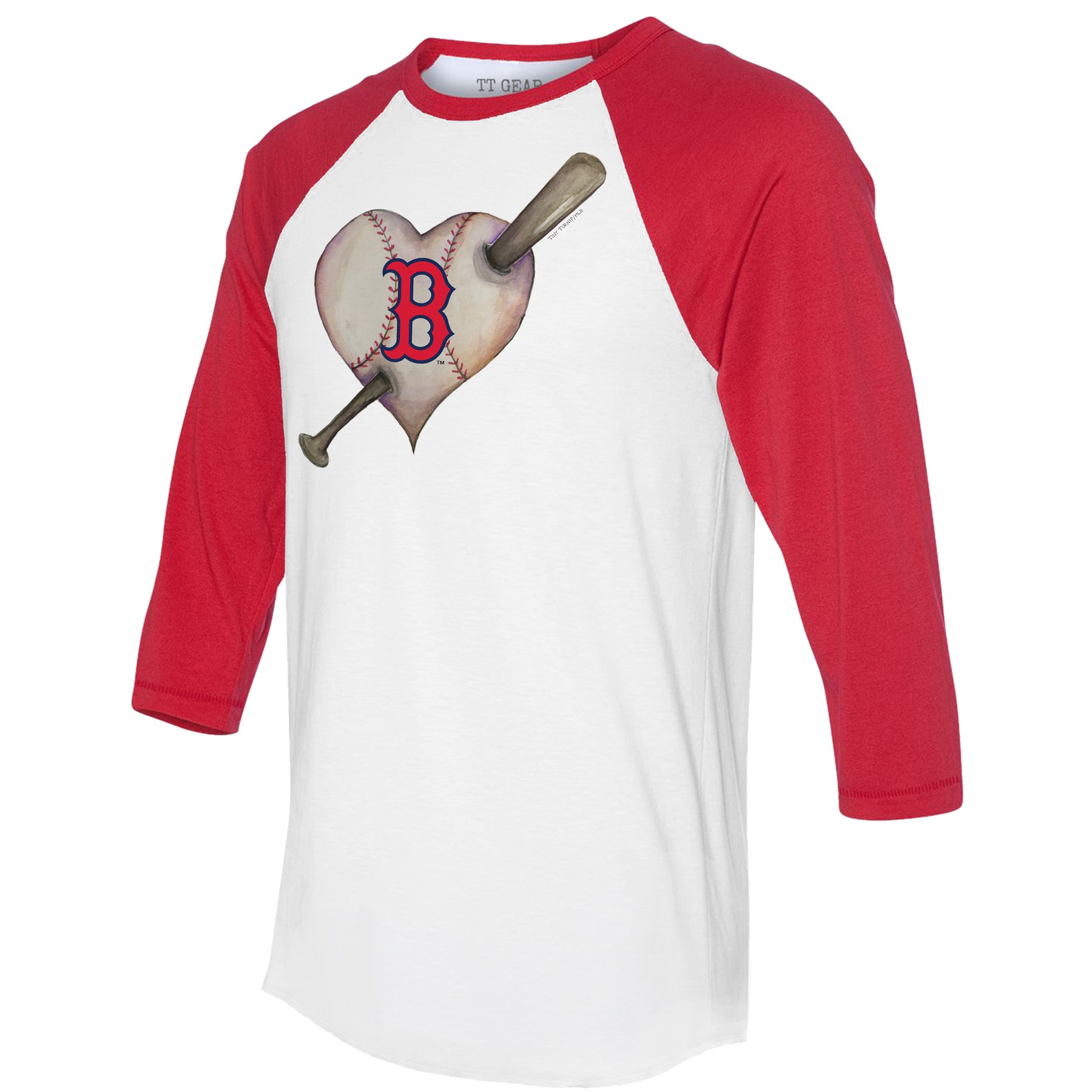 Boston Red Sox Heart Bat 3/4 Red Sleeve Raglan