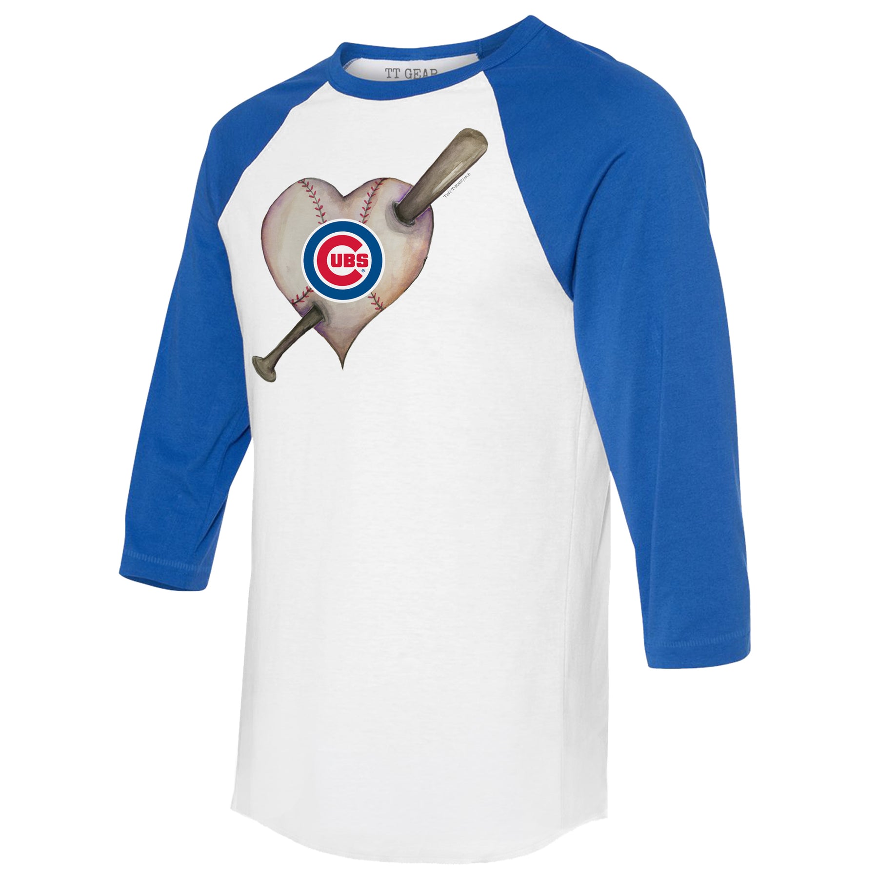 Chicago Cubs Heart Bat 3/4 Royal Blue Sleeve Raglan