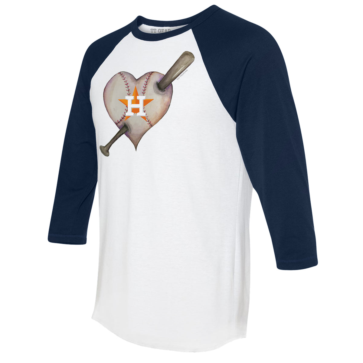 Houston Astros Heart Bat 3/4 Navy Blue Sleeve Raglan