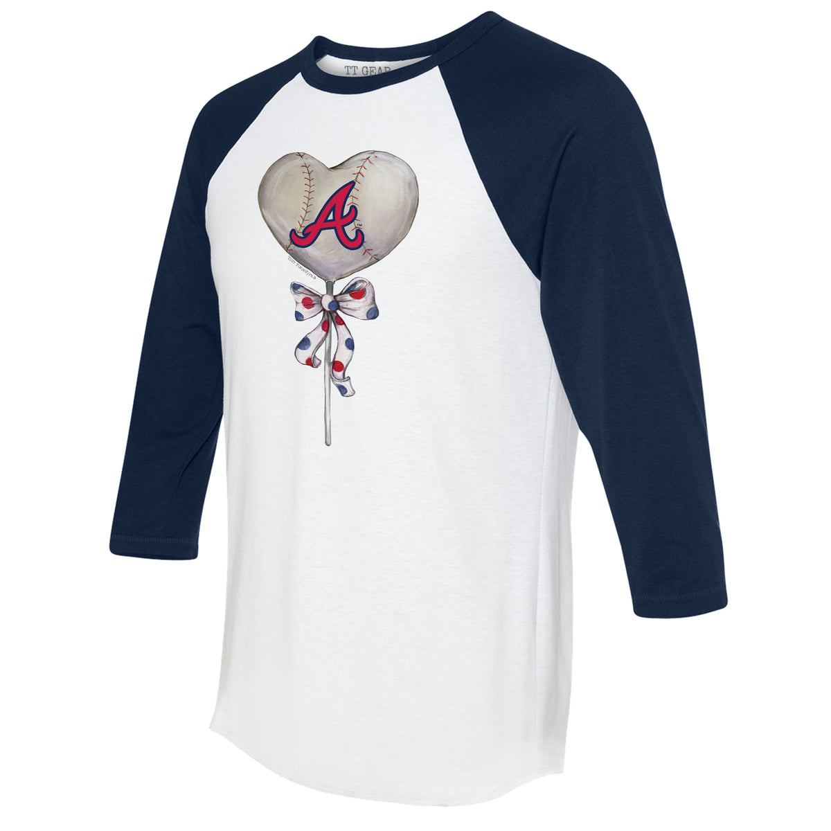 Atlanta Braves Heart Lolly 3/4 Navy Blue Sleeve Raglan