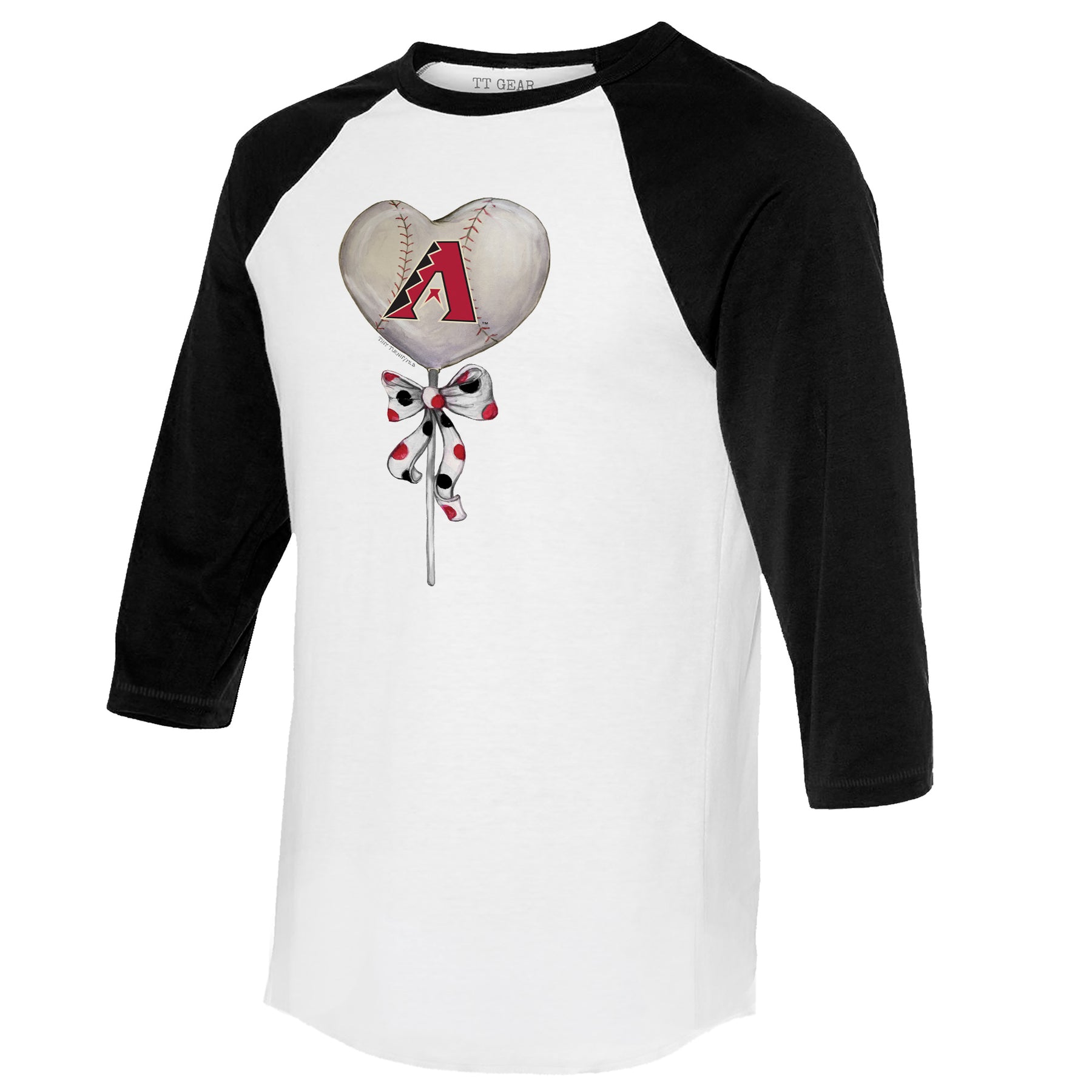 Arizona Diamondbacks Heart Lolly 3/4 Black Sleeve Raglan
