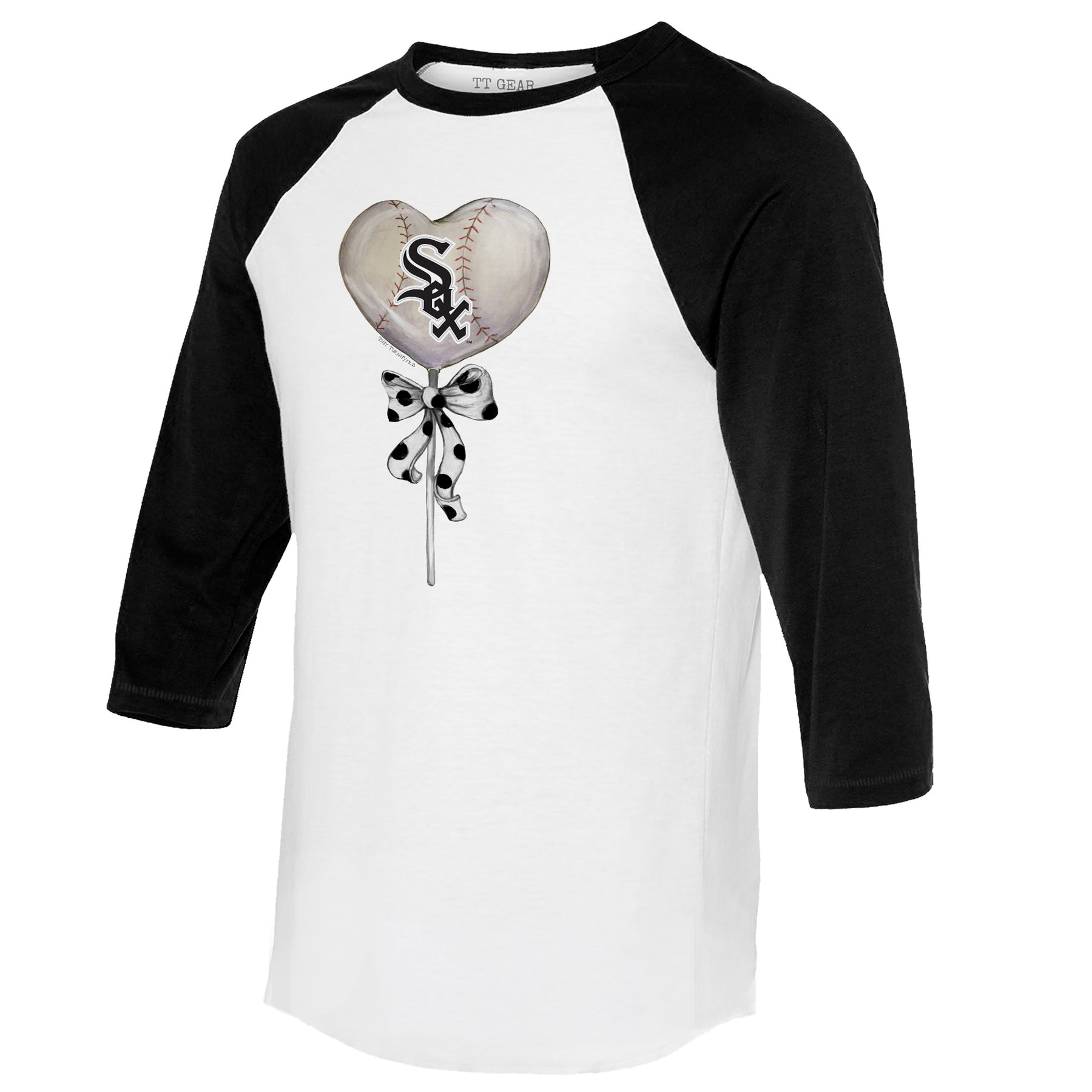 Chicago White Sox Heart Lolly 3/4 Black Sleeve Raglan