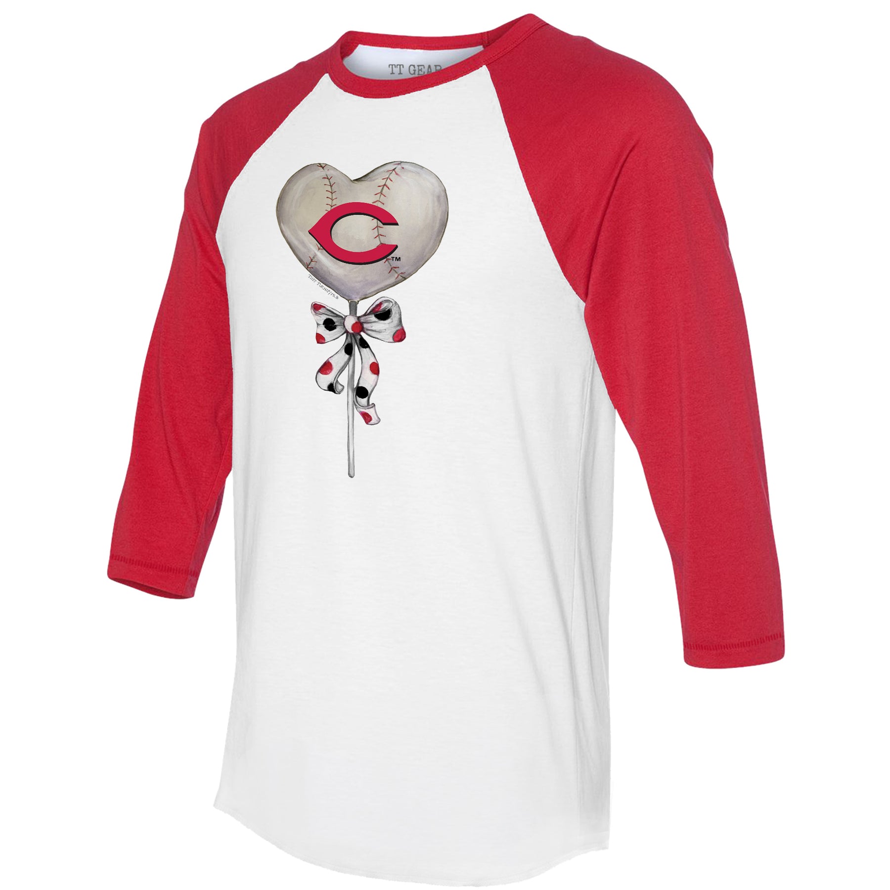 Cincinnati Reds Heart Lolly 3/4 Red Sleeve Raglan