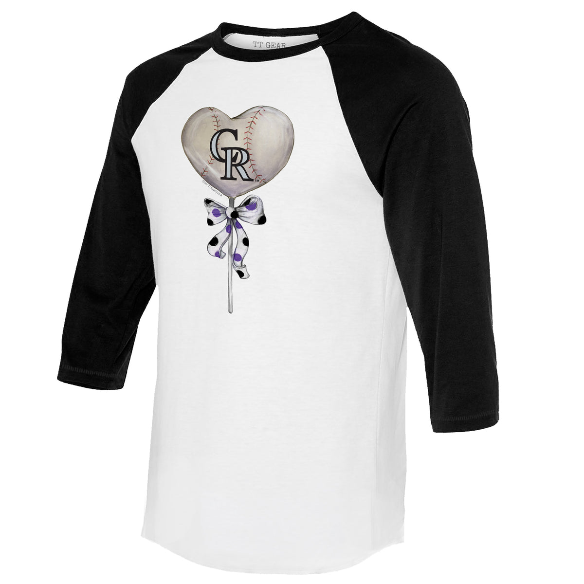 Colorado Rockies Heart Lolly 3/4 Black Sleeve Raglan