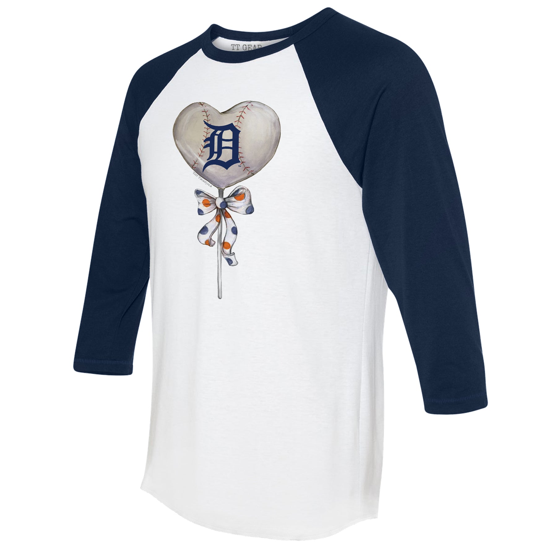 Detroit Tigers Heart Lolly 3/4 Navy Blue Sleeve Raglan