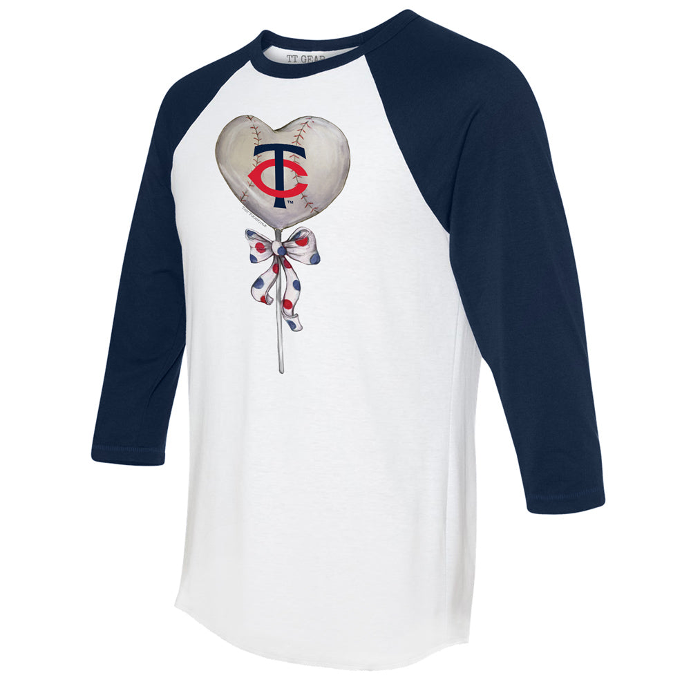 Minnesota Twins Heart Lolly 3/4 Navy Blue Sleeve Raglan