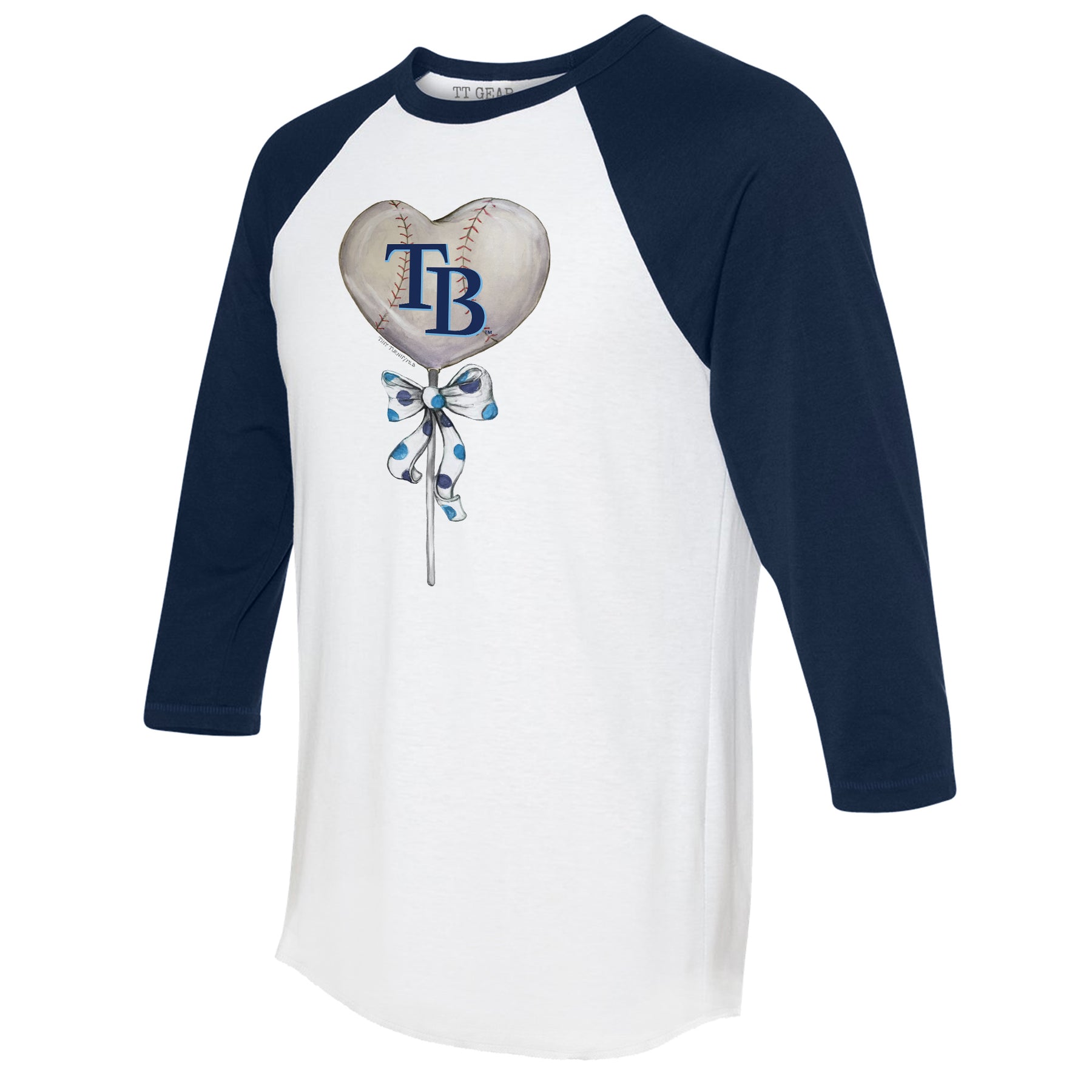 Tampa Bay Rays Heart Lolly 3/4 Navy Blue Sleeve Raglan