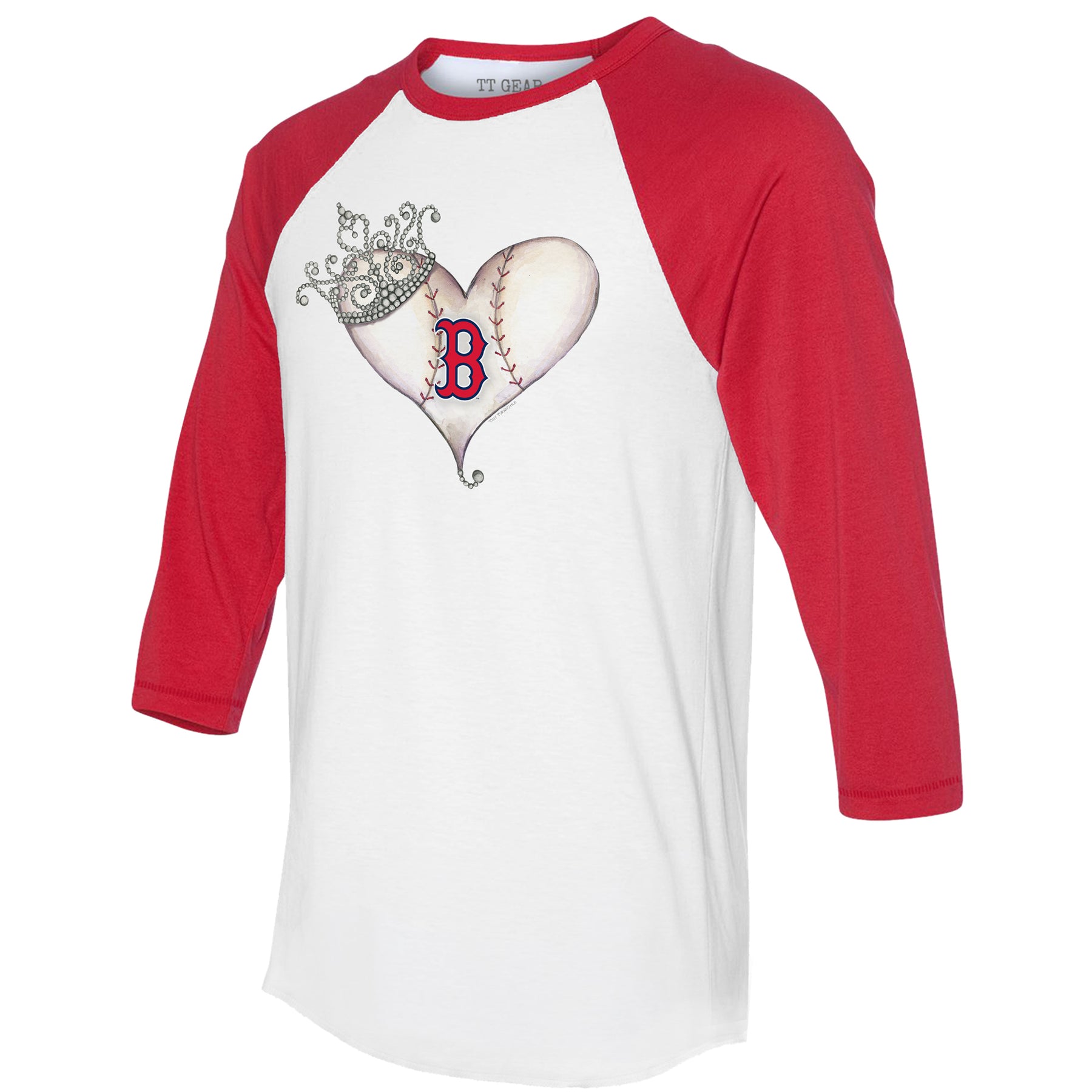 Boston Red Sox Tiara Heart 3/4 Red Sleeve Raglan