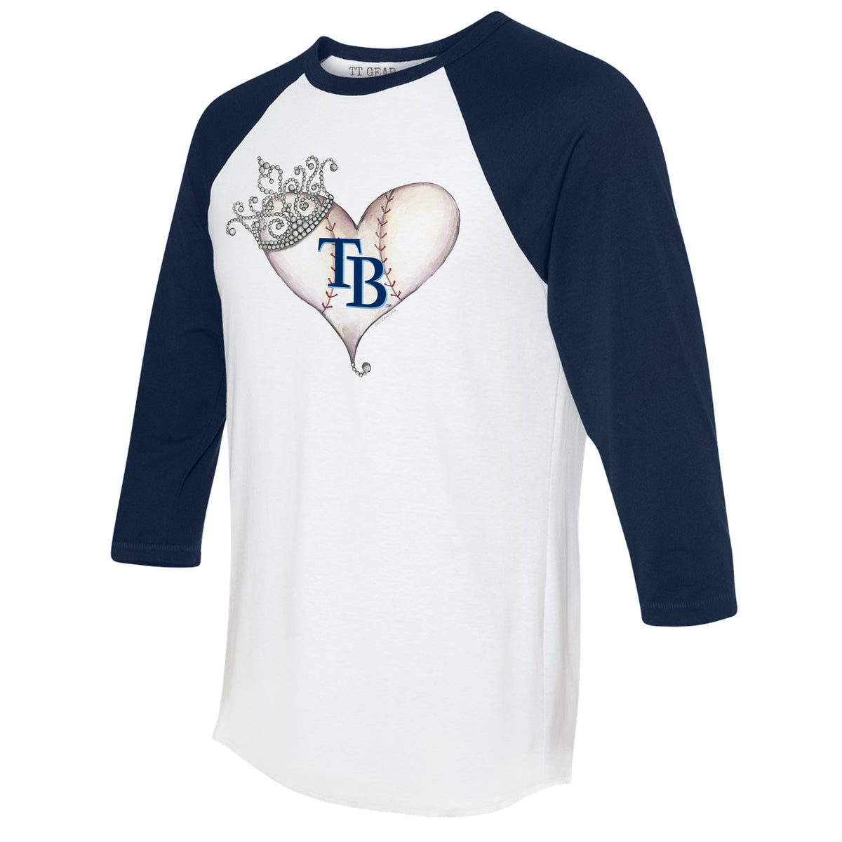 Tampa Bay Rays Tiara Heart 3/4 Navy Blue Sleeve Raglan