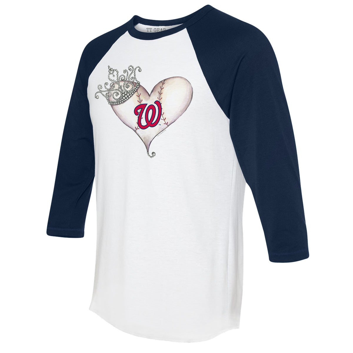 Washington Nationals Tiara Heart 3/4 Navy Blue Sleeve Raglan