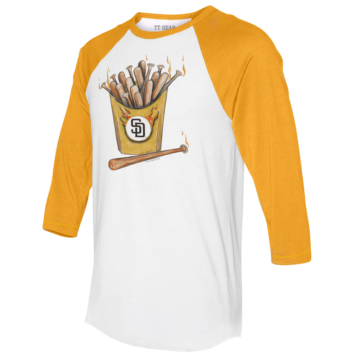 San Diego Padres Hot Bats 3/4 Gold Sleeve Raglan