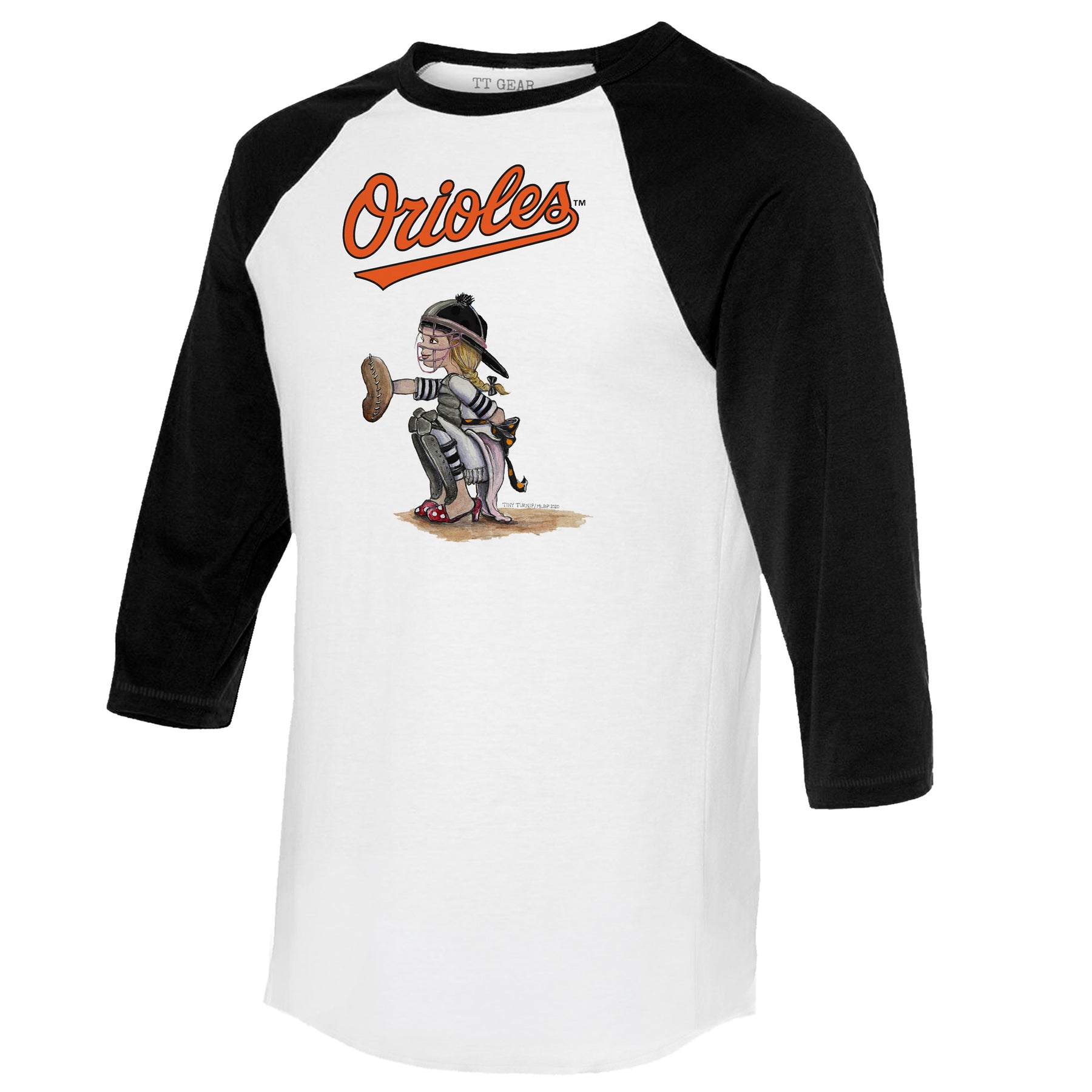 Baltimore Orioles Kate the Catcher 3/4 Black Sleeve Raglan