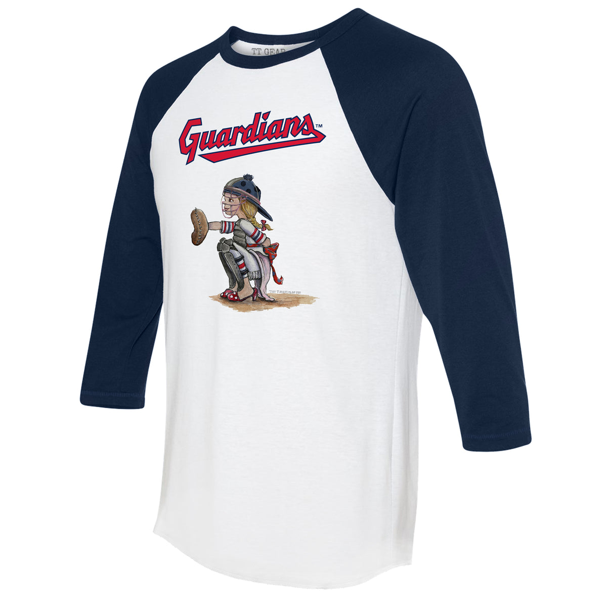 Cleveland Guardians Kate the Catcher 3/4 Navy Blue Sleeve Raglan