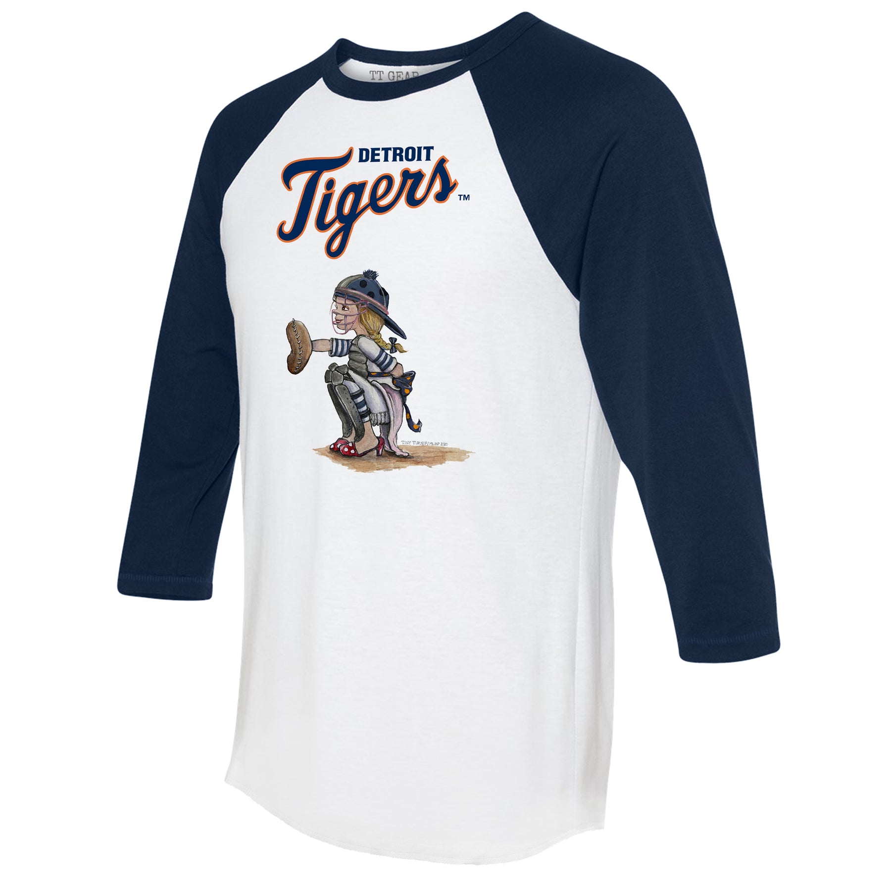 Detroit Tigers Kate the Catcher 3/4 Navy Blue Sleeve Raglan