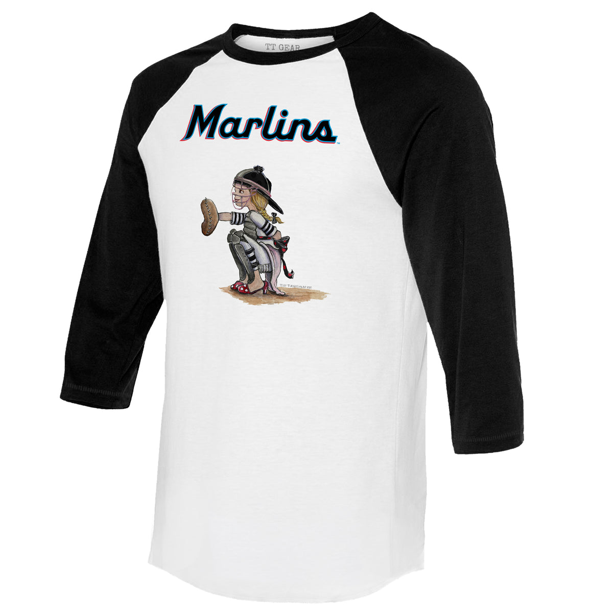 Miami Marlins Kate the Catcher 3/4 Black Sleeve Raglan