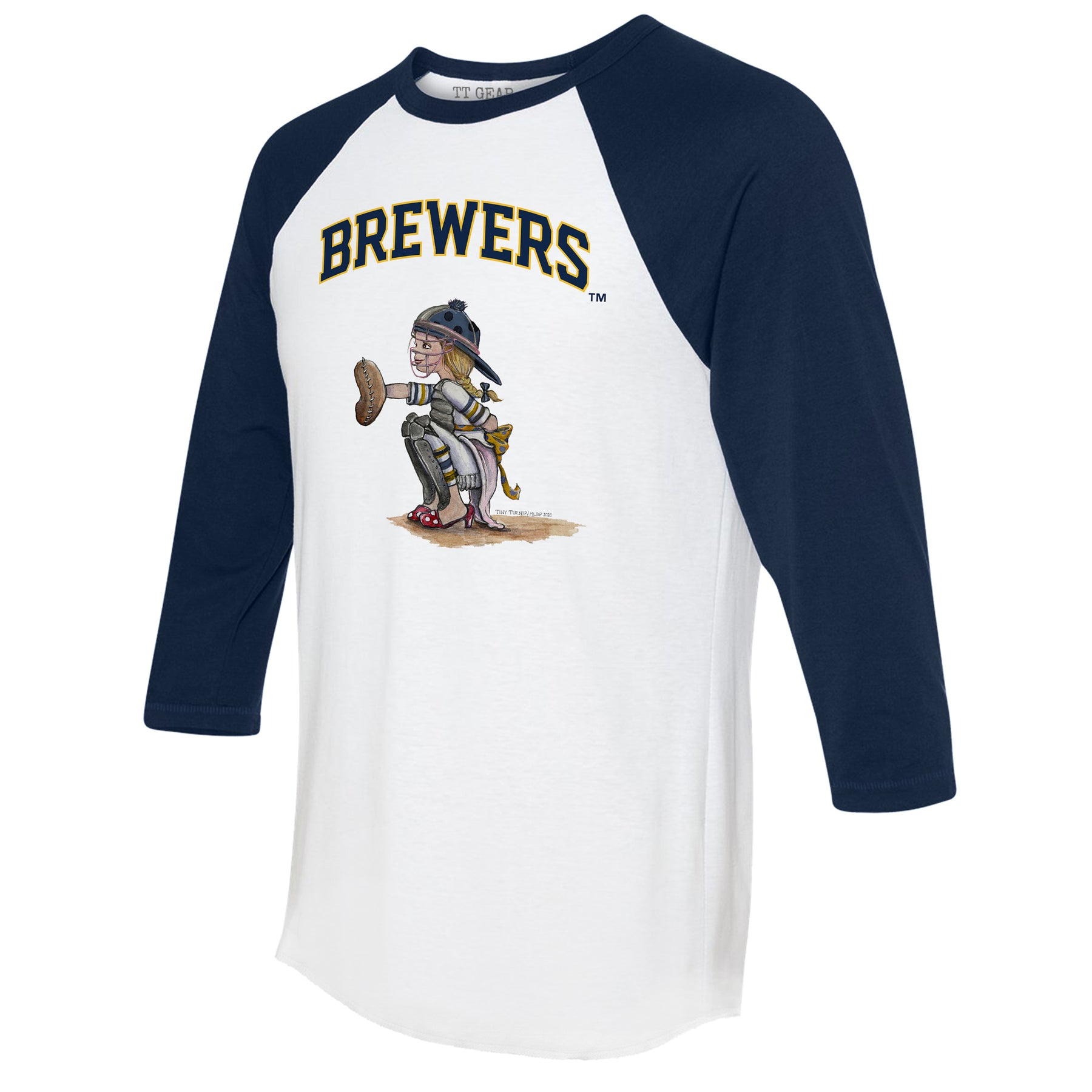 Milwaukee Brewers Kate the Catcher 3/4 Navy Blue Sleeve Raglan