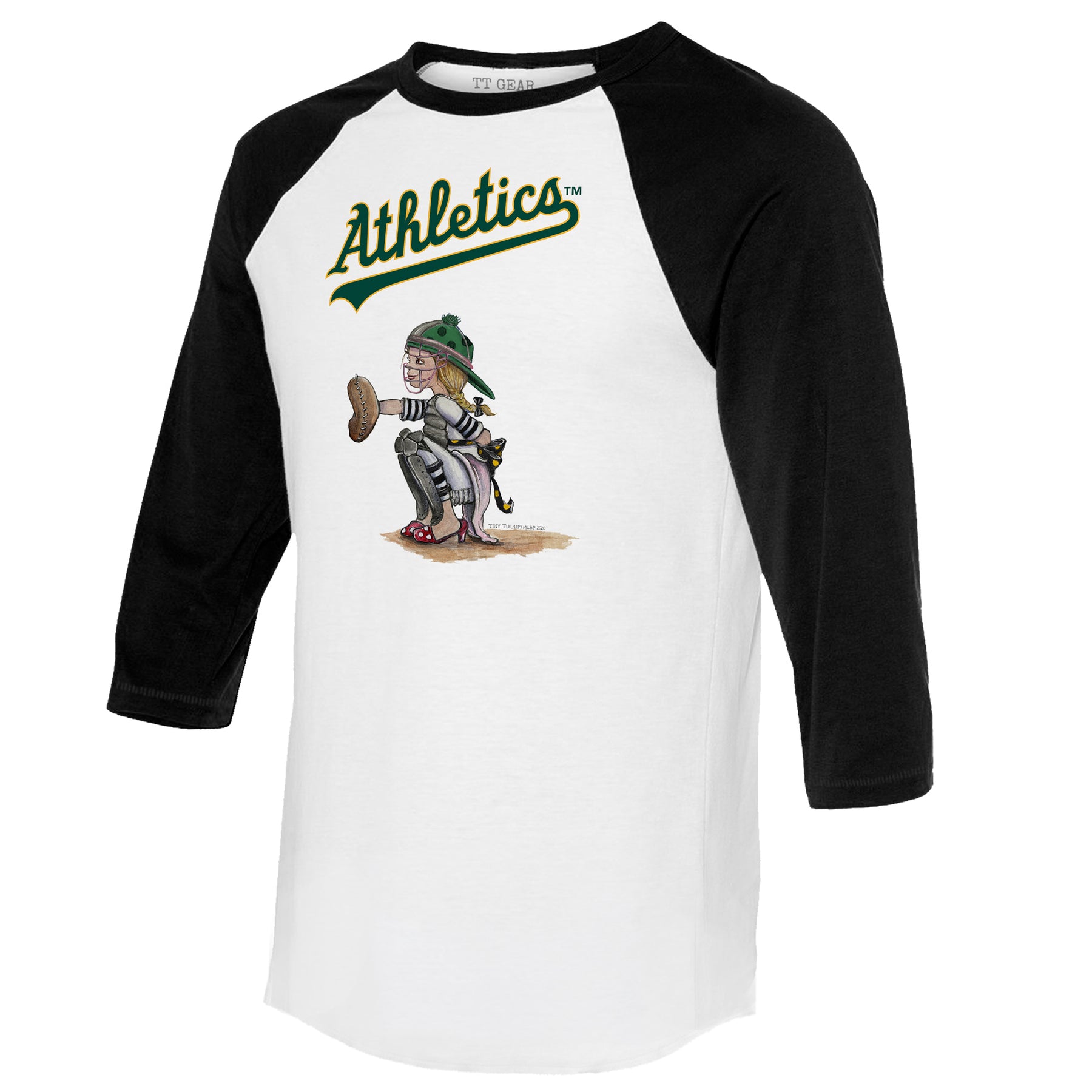 Oakland Athletics Kate the Catcher 3/4 Black Sleeve Raglan