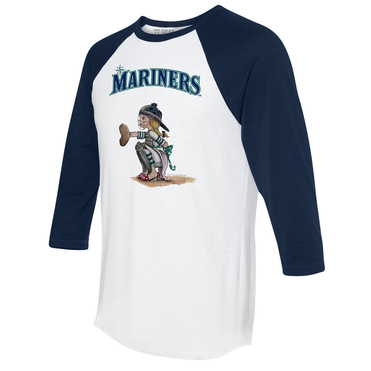 Seattle Mariners Kate the Catcher 3/4 Navy Blue Sleeve Raglan