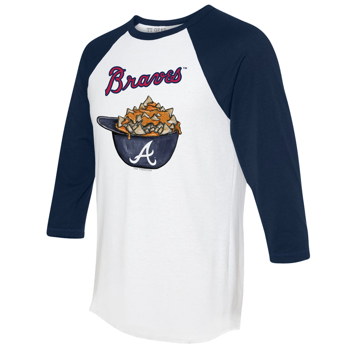 Atlanta Braves Nacho Helmet 3/4 Navy Blue Sleeve Raglan