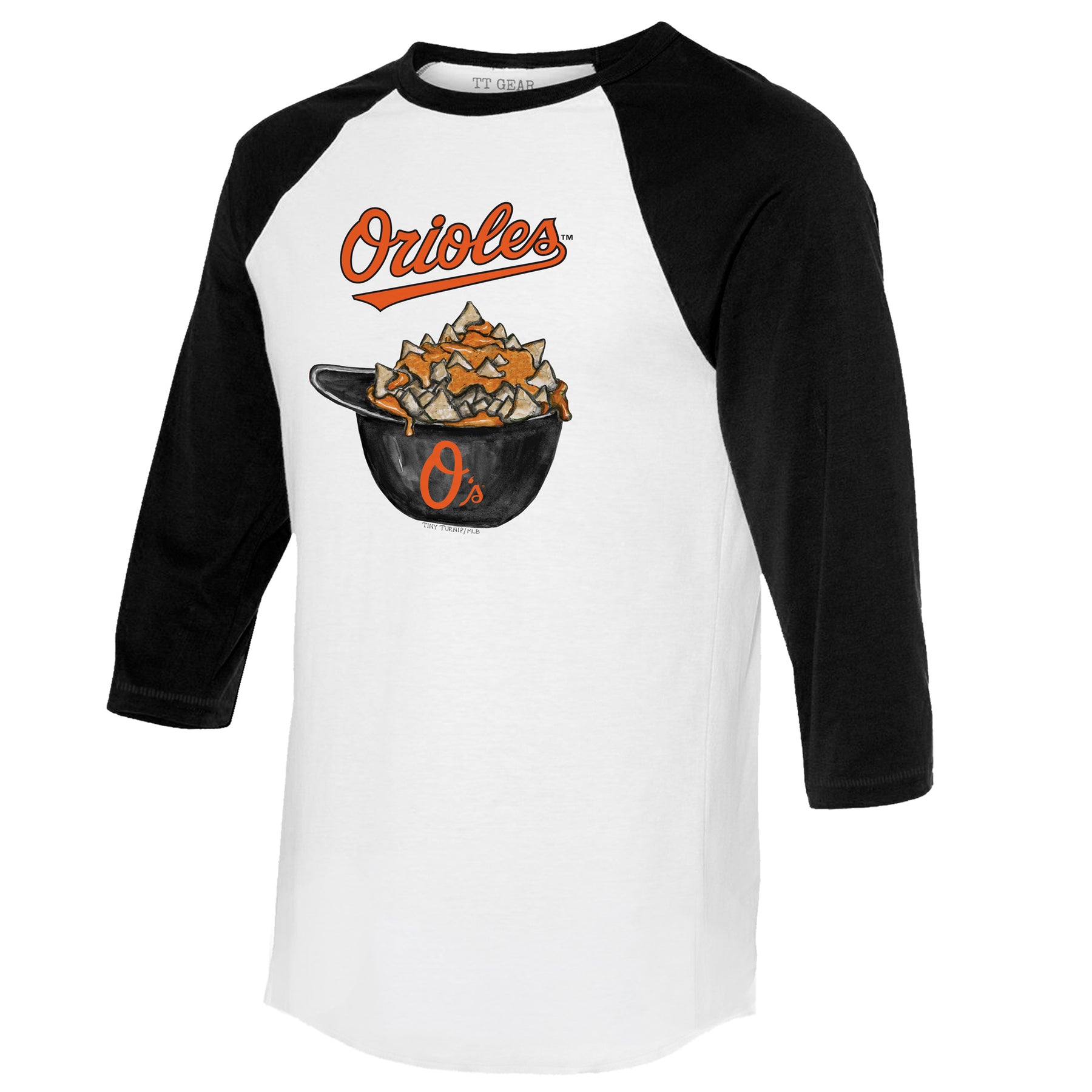 Baltimore Orioles Nacho Helmet 3/4 Black Sleeve Raglan