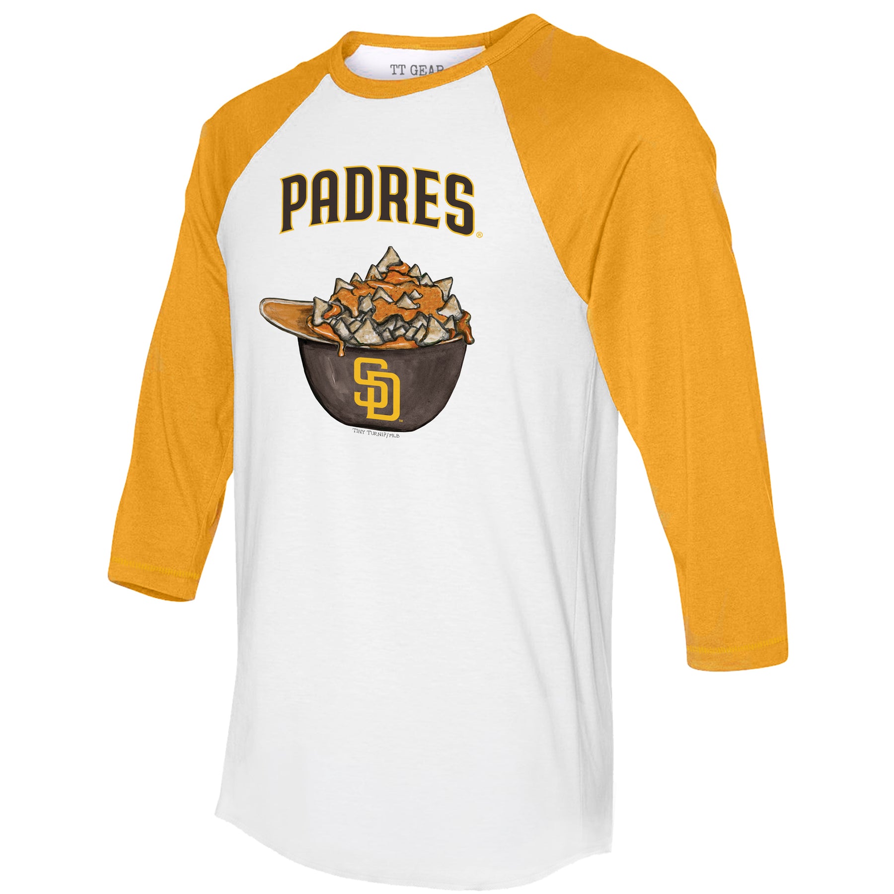 San Diego Padres Nacho Helmet 3/4 Gold Sleeve Raglan