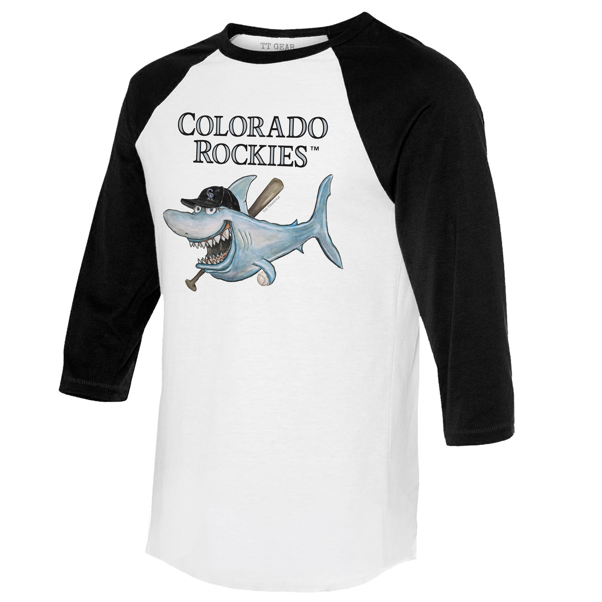 Colorado Rockies Shark 3/4 Black Sleeve Raglan