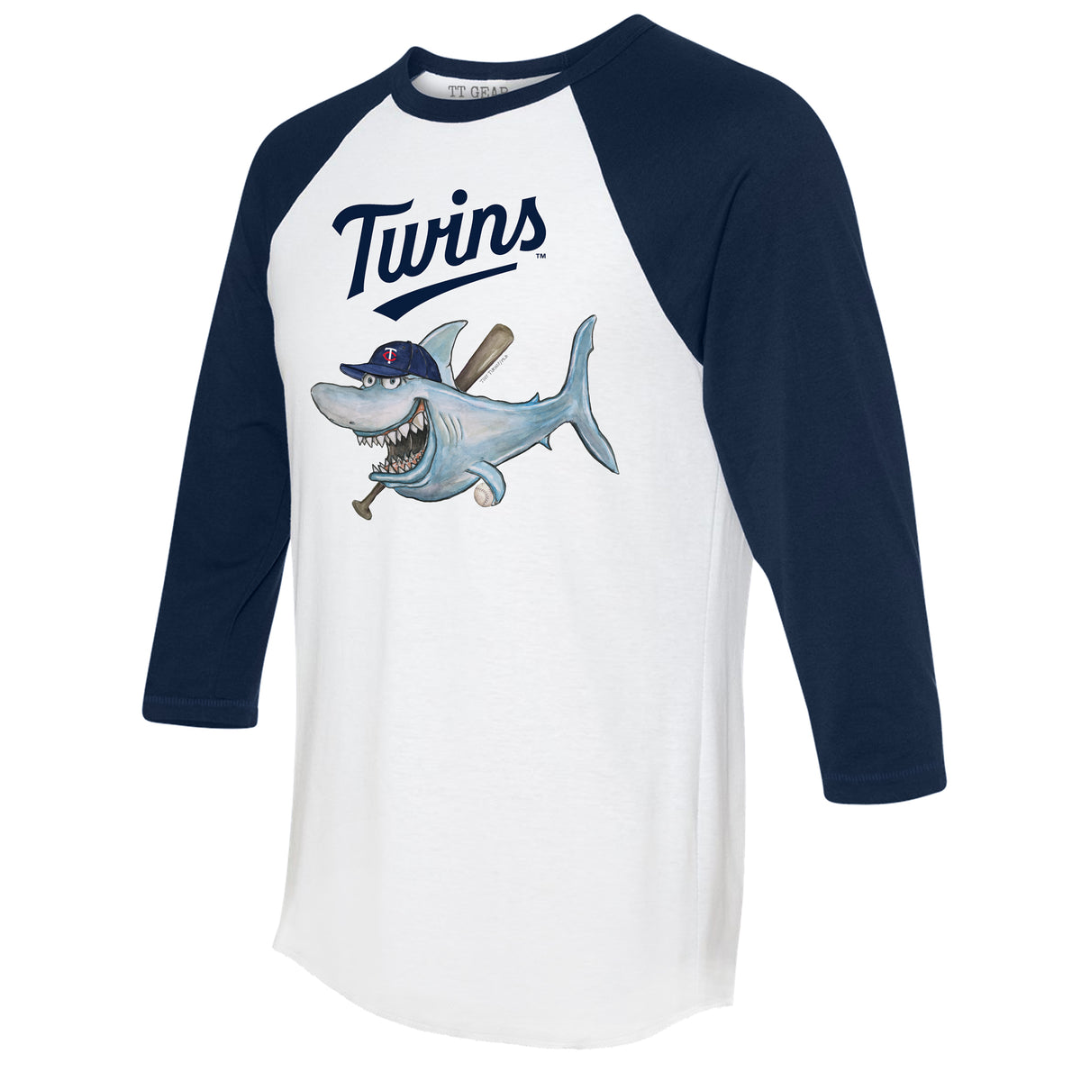 Minnesota Twins Shark 3/4 Navy Blue Sleeve Raglan