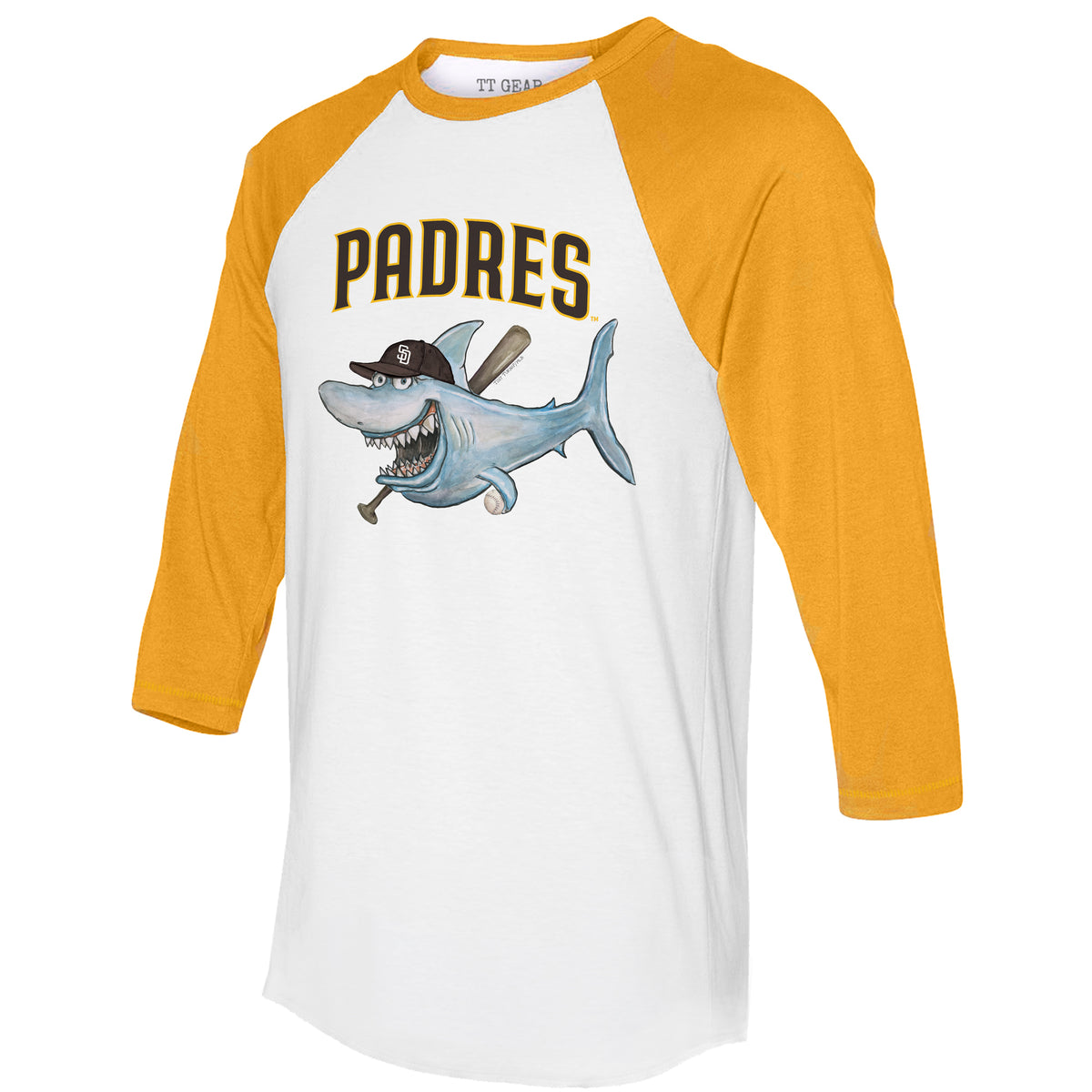 San Diego Padres Shark 3/4 Gold Sleeve Raglan