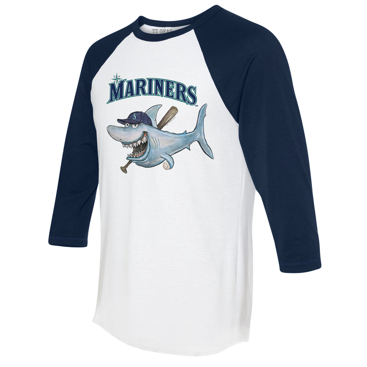 Seattle Mariners Shark 3/4 Navy Blue Sleeve Raglan