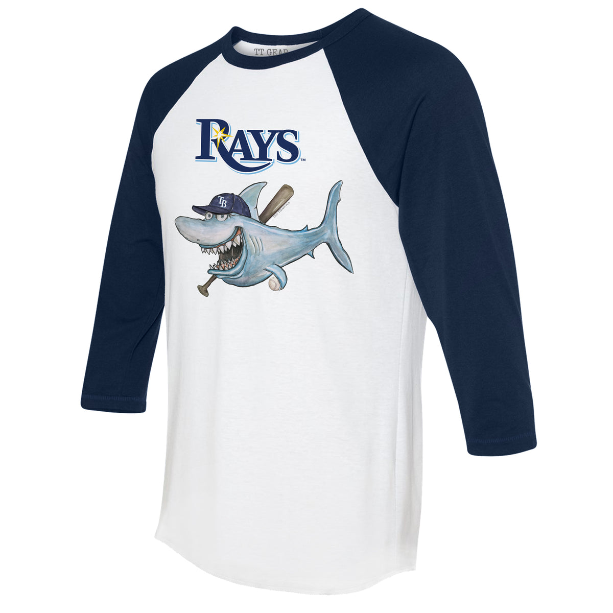 Tampa Bay Rays Shark 3/4 Navy Blue Sleeve Raglan