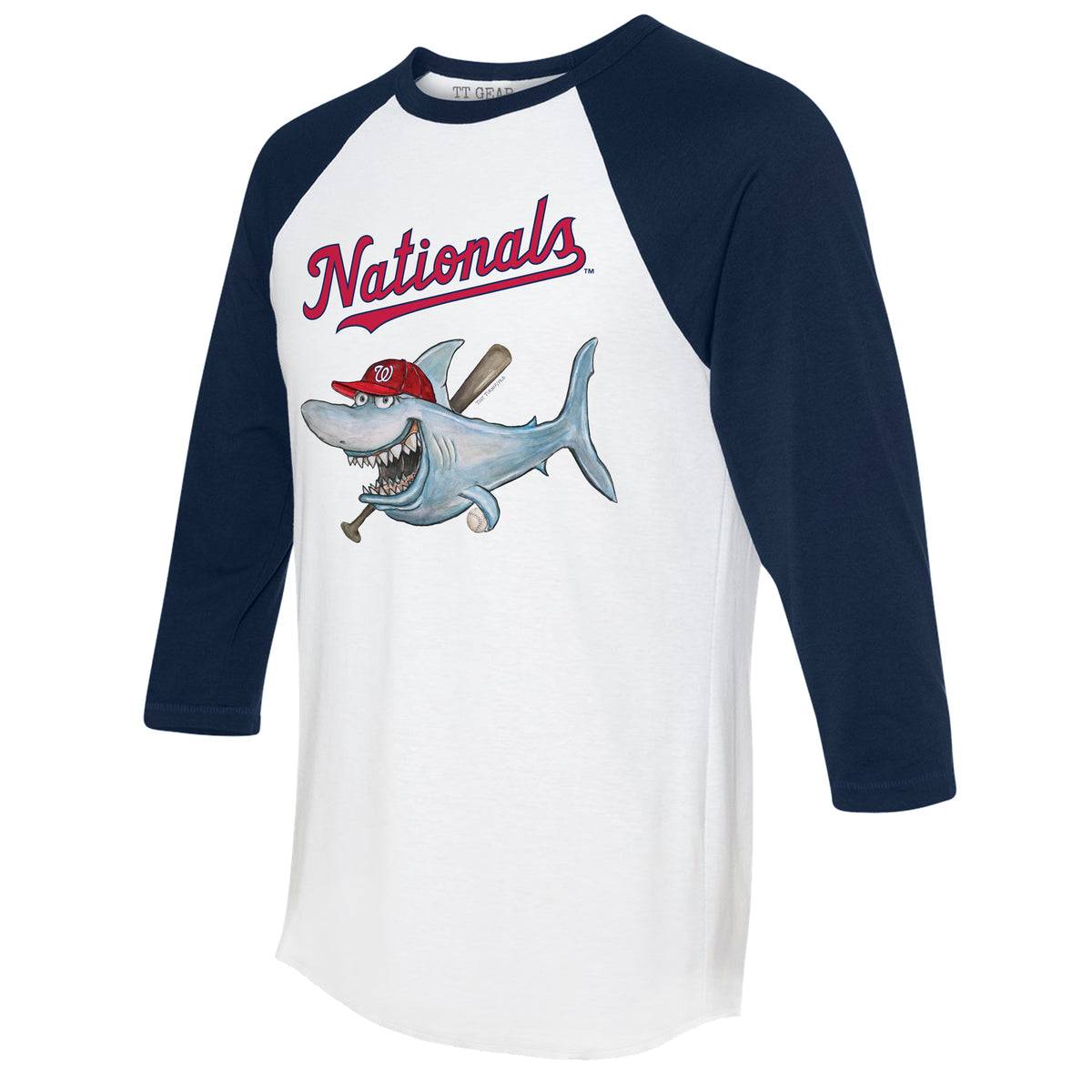 Washington Nationals Shark 3/4 Navy Blue Sleeve Raglan