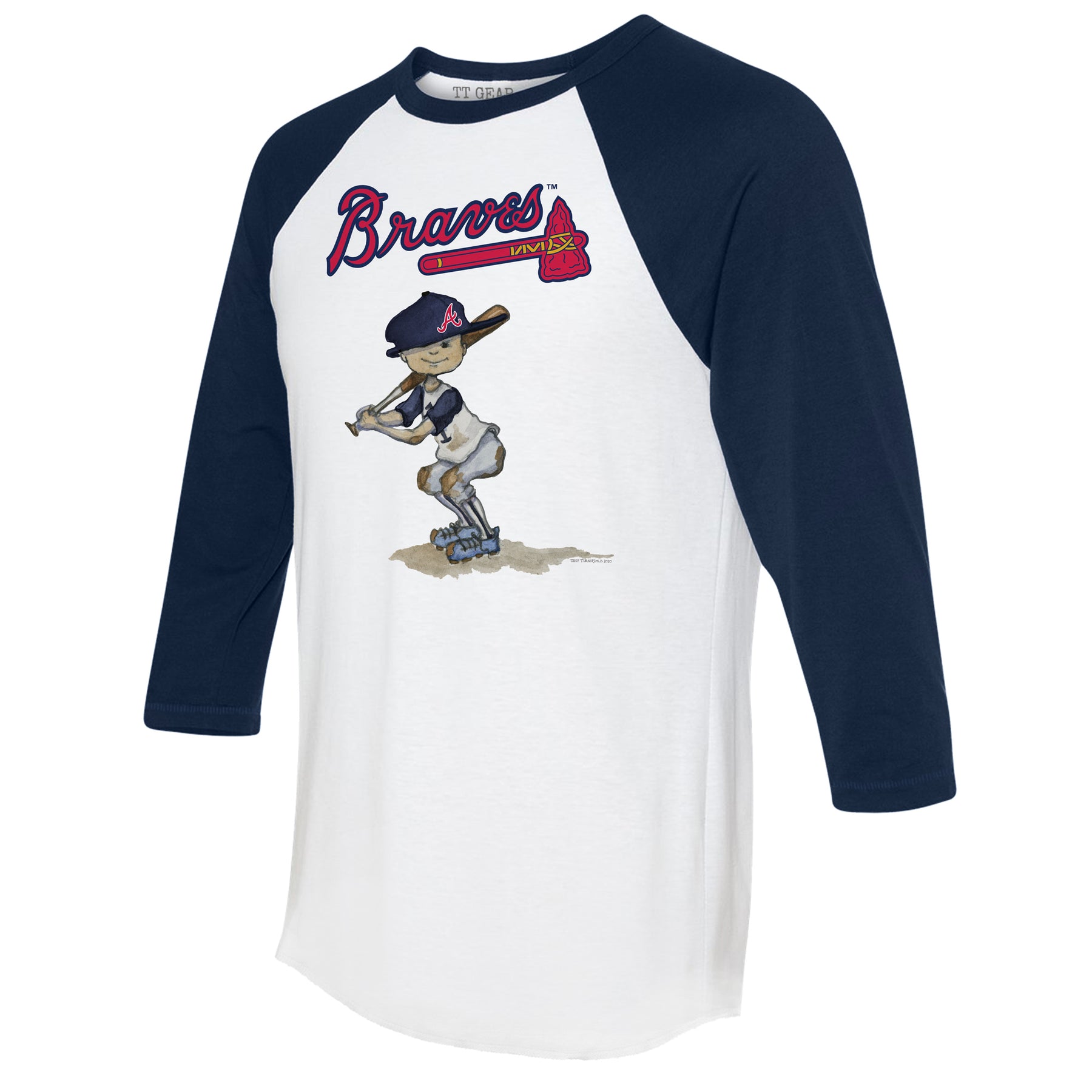 Atlanta Braves Slugger 3/4 Navy Blue Sleeve Raglan