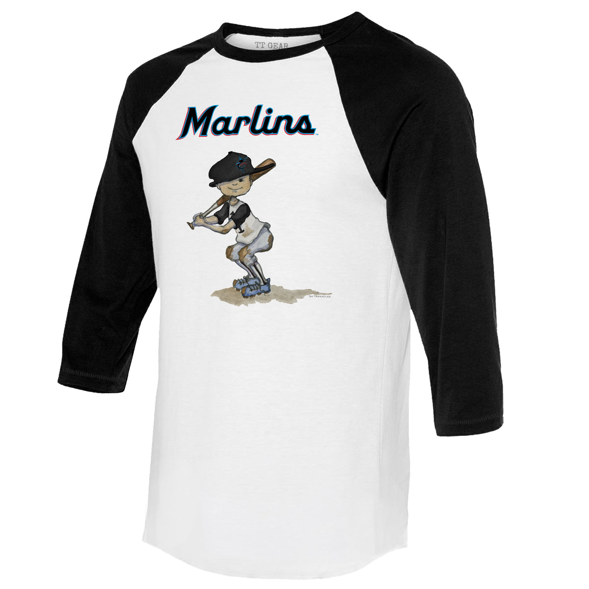 Miami Marlins Slugger 3/4 Black Sleeve Raglan