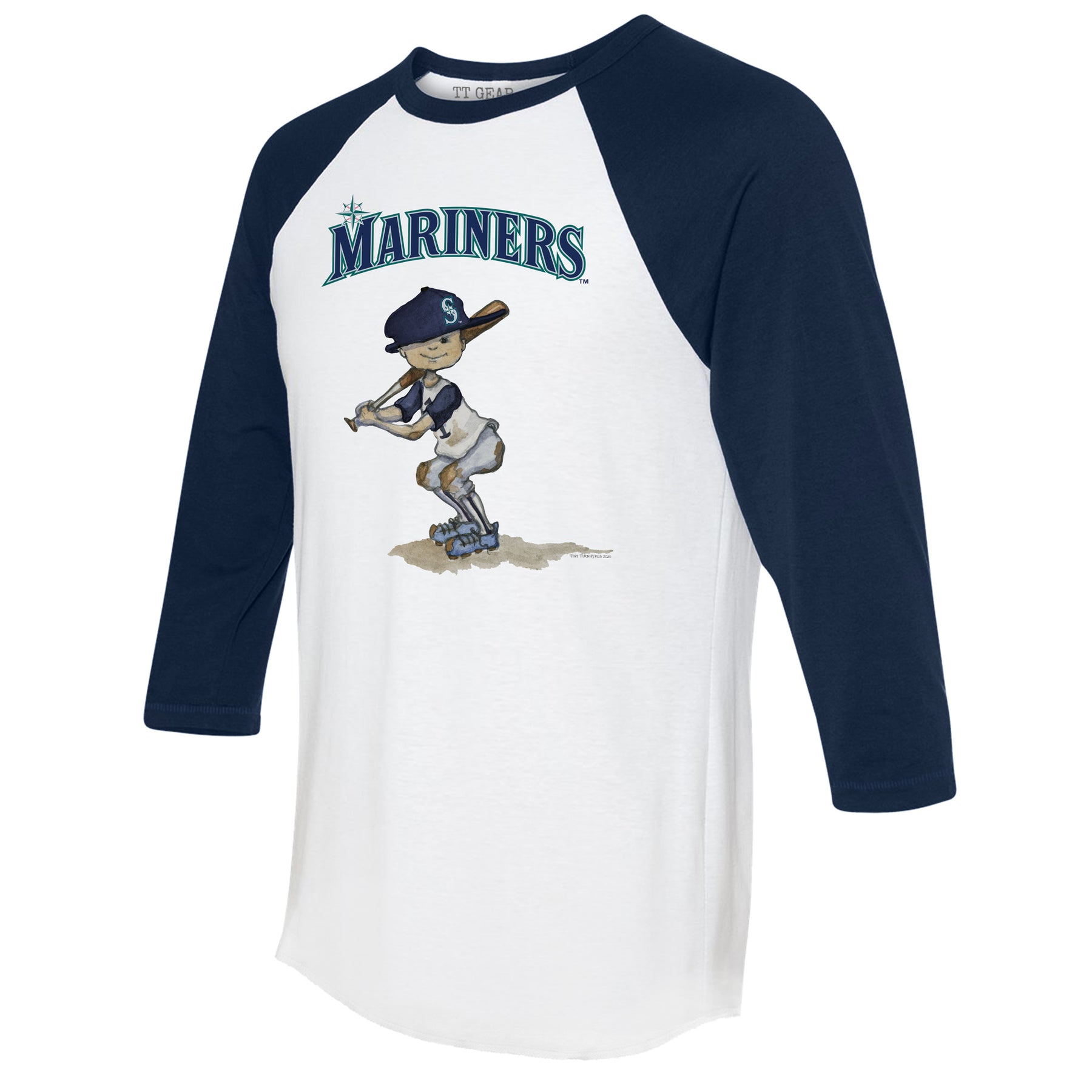 Seattle Mariners Slugger 3/4 Navy Blue Sleeve Raglan