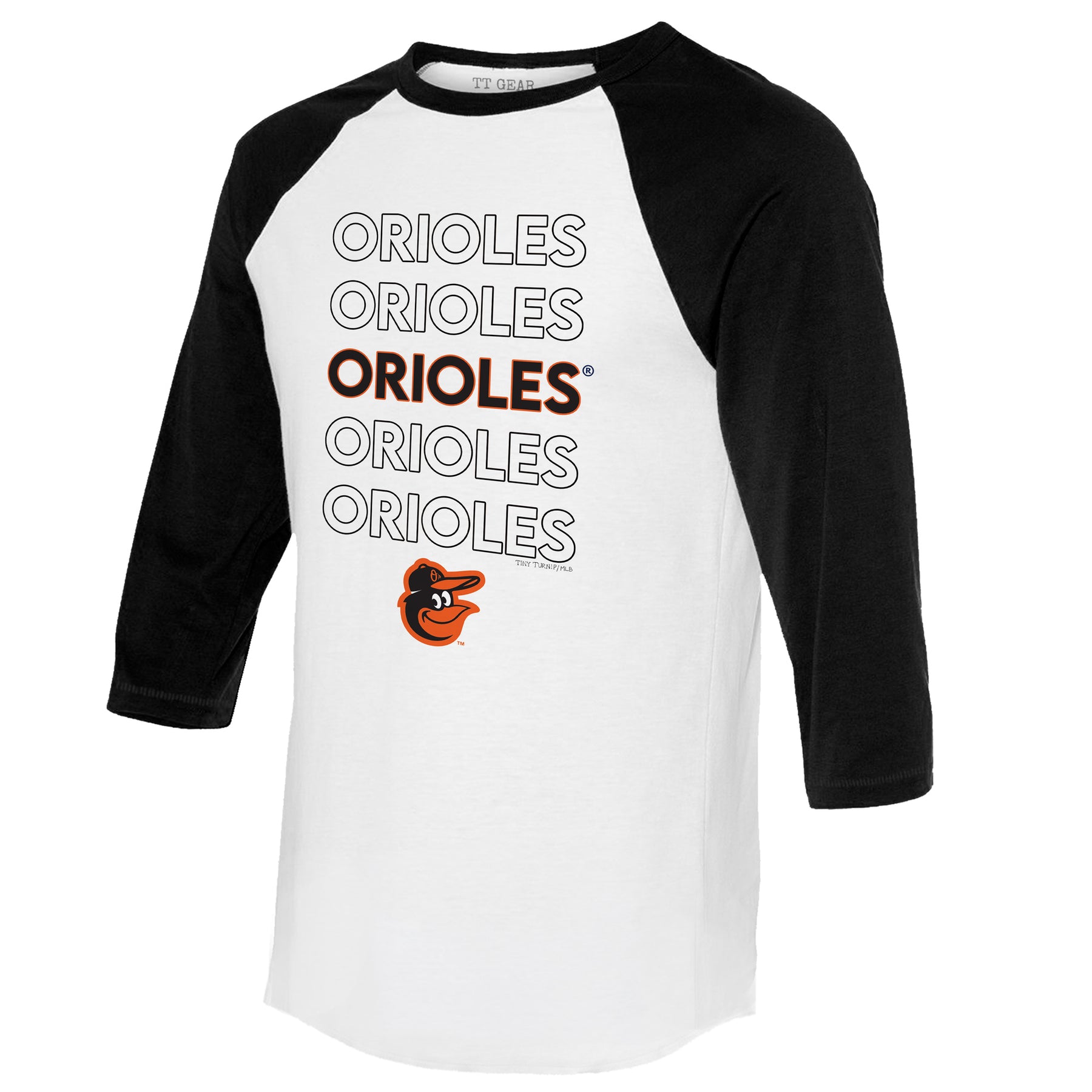 Baltimore Orioles Stacked 3/4 Black Sleeve Raglan