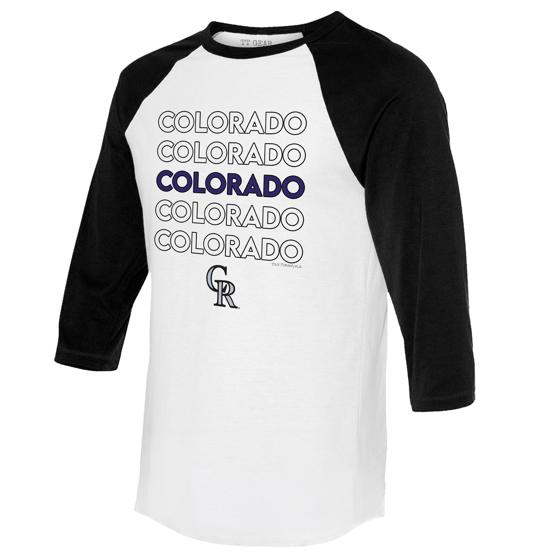 Colorado Rockies Stacked 3/4 Black Sleeve Raglan