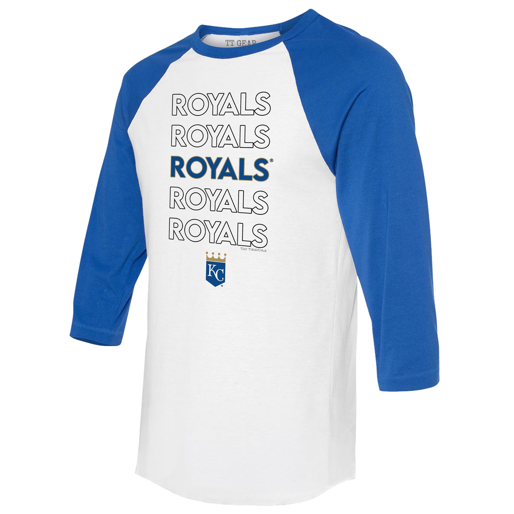 Kansas City Royals Stacked 3/4 Royal Blue Sleeve Raglan