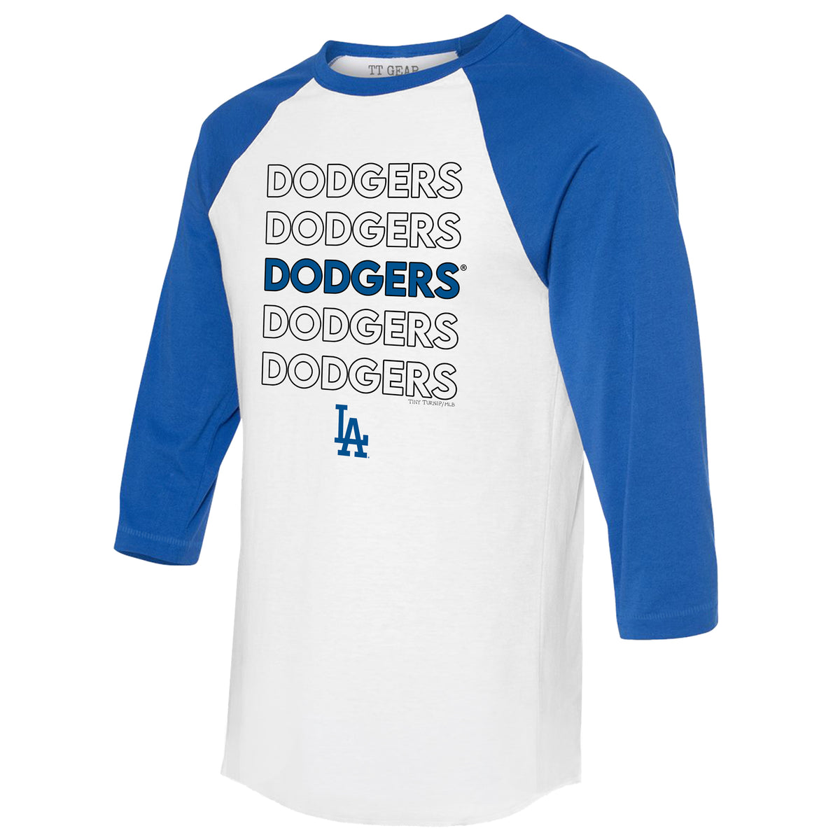 Los Angeles Dodgers Stacked 3/4 Royal Blue Sleeve Raglan